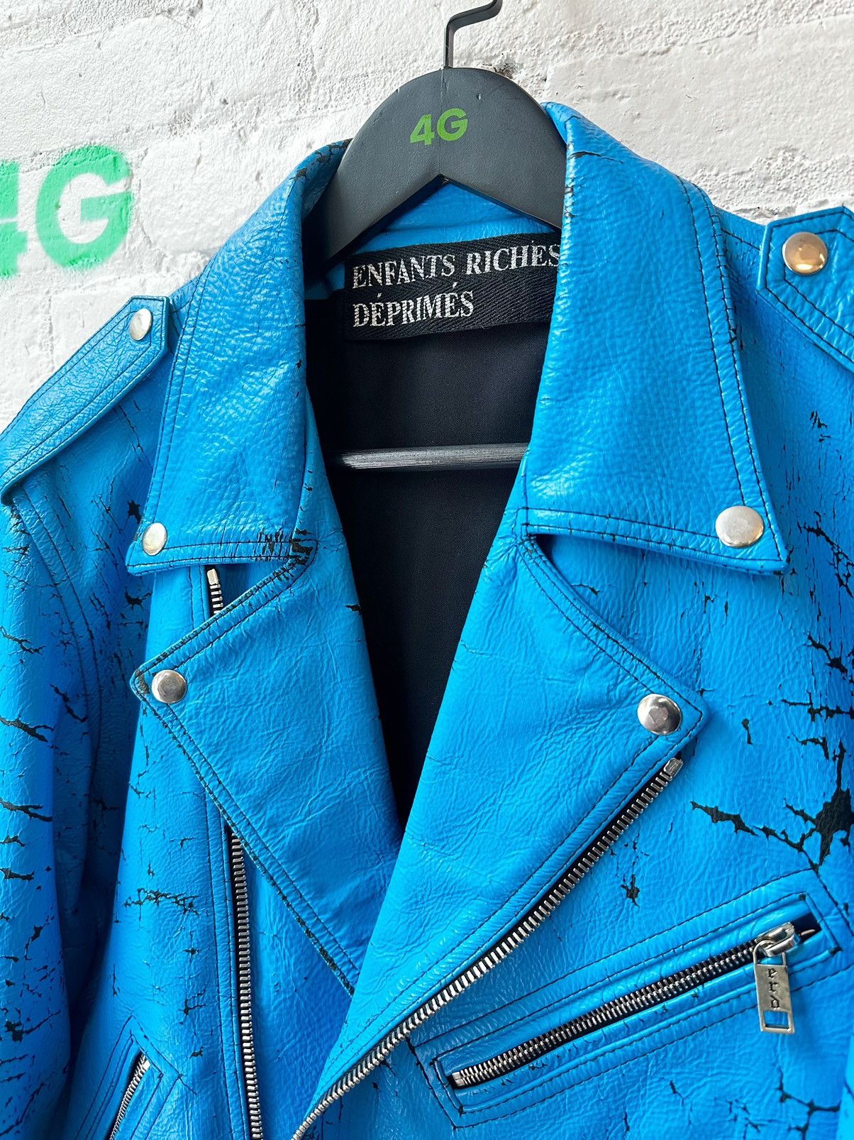 Enfants Riches Deprimes ERD EARLY COLLECTION CRACKED TURQUOISE LEATHER JACKET S M Size US S / EU 44-46 / 1 - 2 Thumbnail