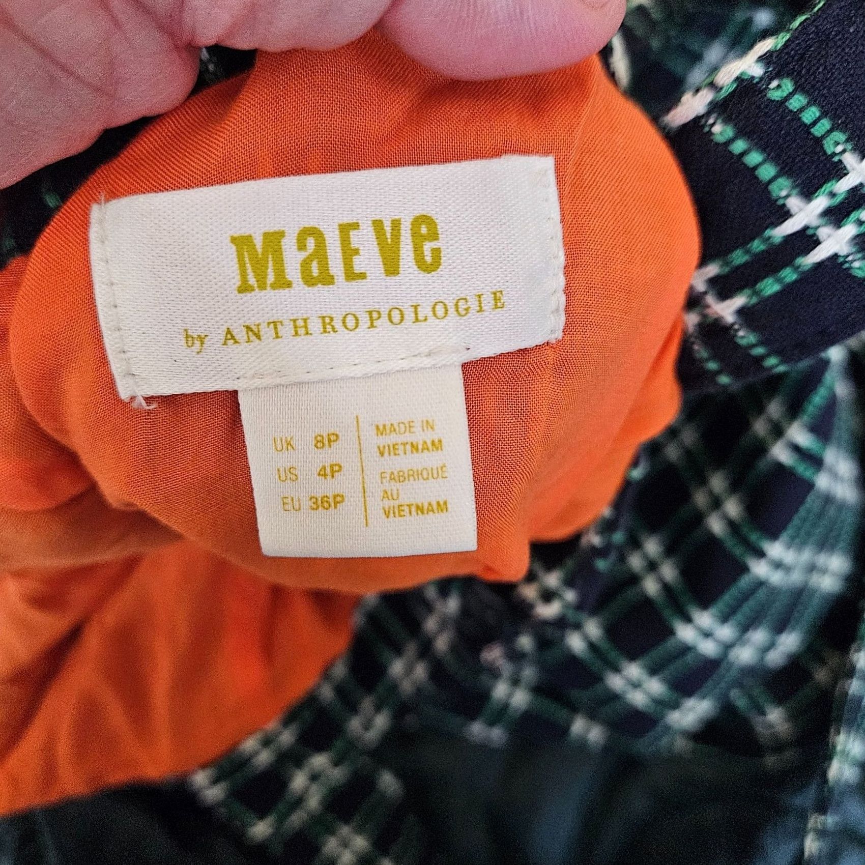 Anthropologie Maeve Anthropologie Green Plaid Suspender Pinafore A-Line Dress Women 4P Sleeveless All Season Unlined Cotton Vintage: No Size 27" / US 4 / IT 40 - 5 Thumbnail