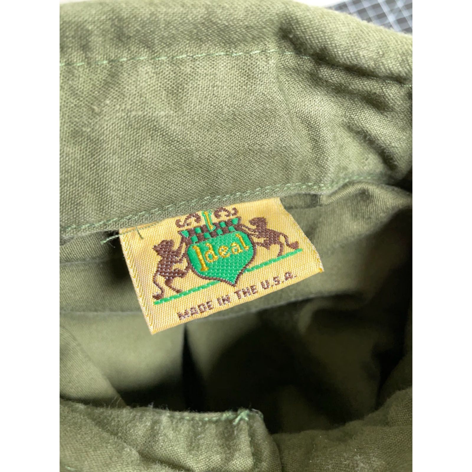 IDEA VINTAGE Ideal Shooting Shirt Men XL Green Brown Twill Canvas Shoulder Elbow Patches 80s USA Mens Size US XL / EU 56 / 4 - 6 Thumbnail