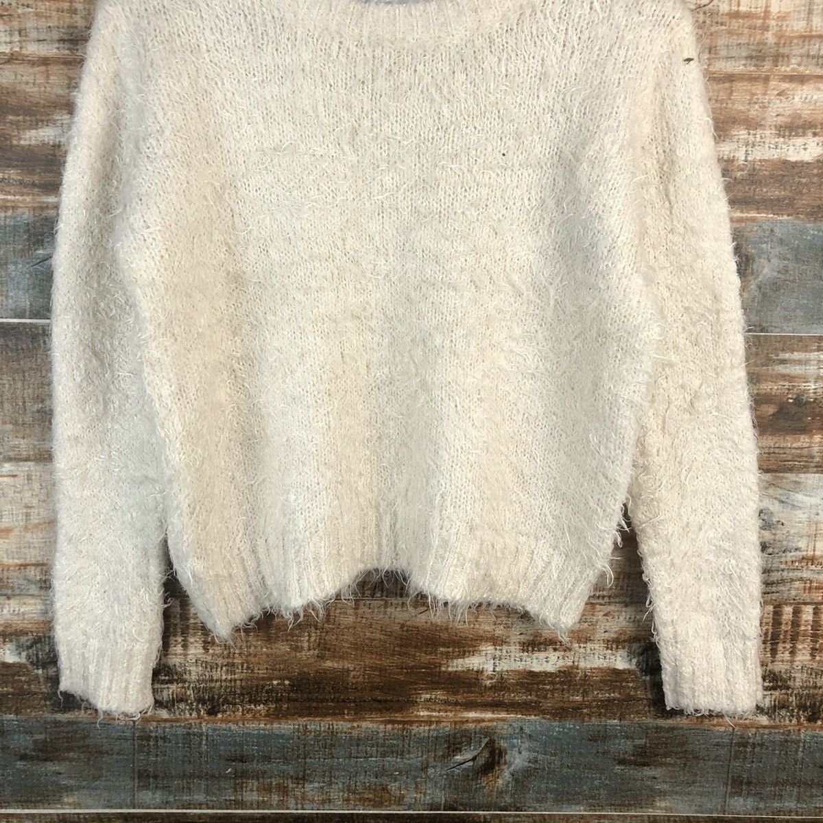 Vintage DL Archives Cream shaggy fur Mohair Knitwear #C027 Size S / US 4 / IT 40 - 3 Thumbnail