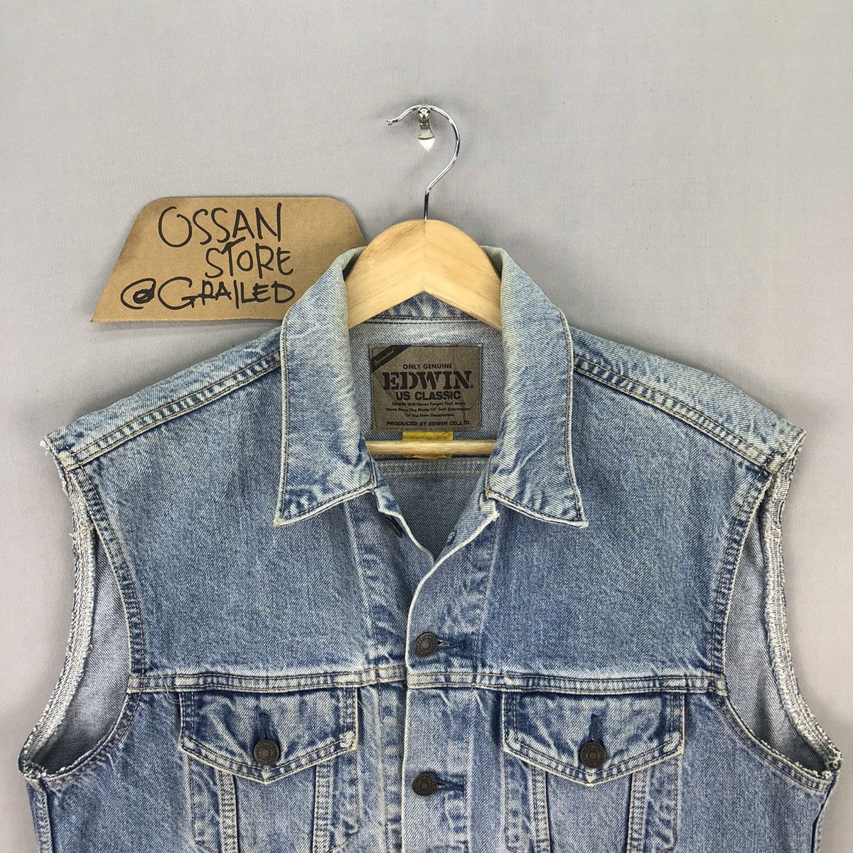 Edwin Vintage 90’s Edwin US Classic Biker Denim Vest Size US S / EU 44-46 / 1 - 4 Thumbnail