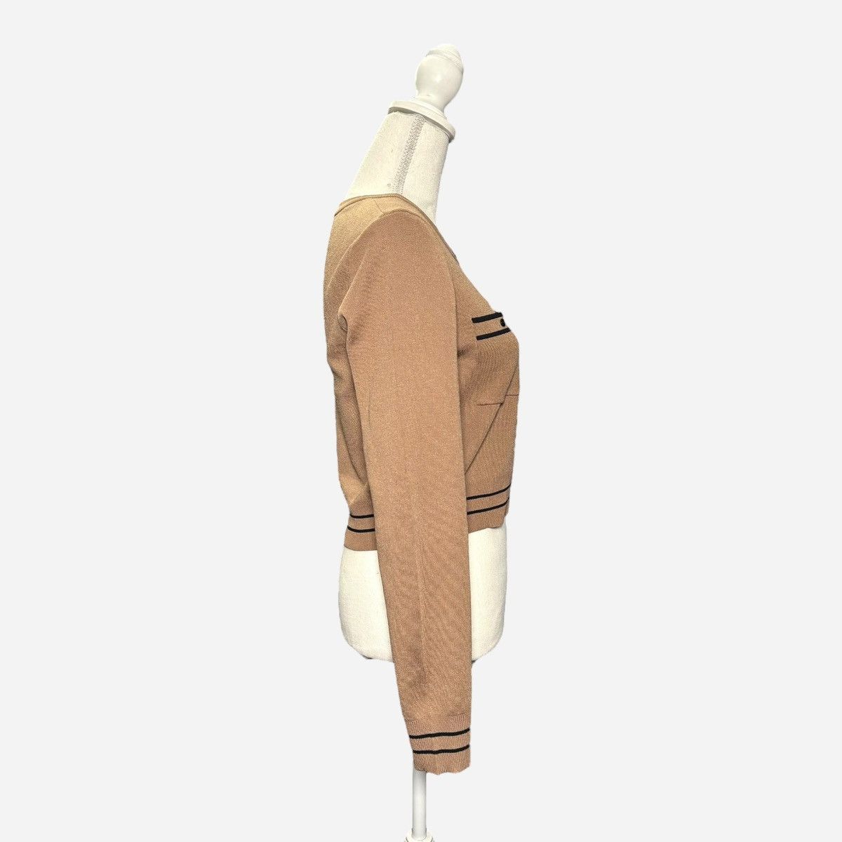 Laundry by Shelli Segal Laundry by Shelli Segal Camel Black Crew Neck Cardigan Sz M Size M / US 6-8 / IT 42-44 - 6 Thumbnail