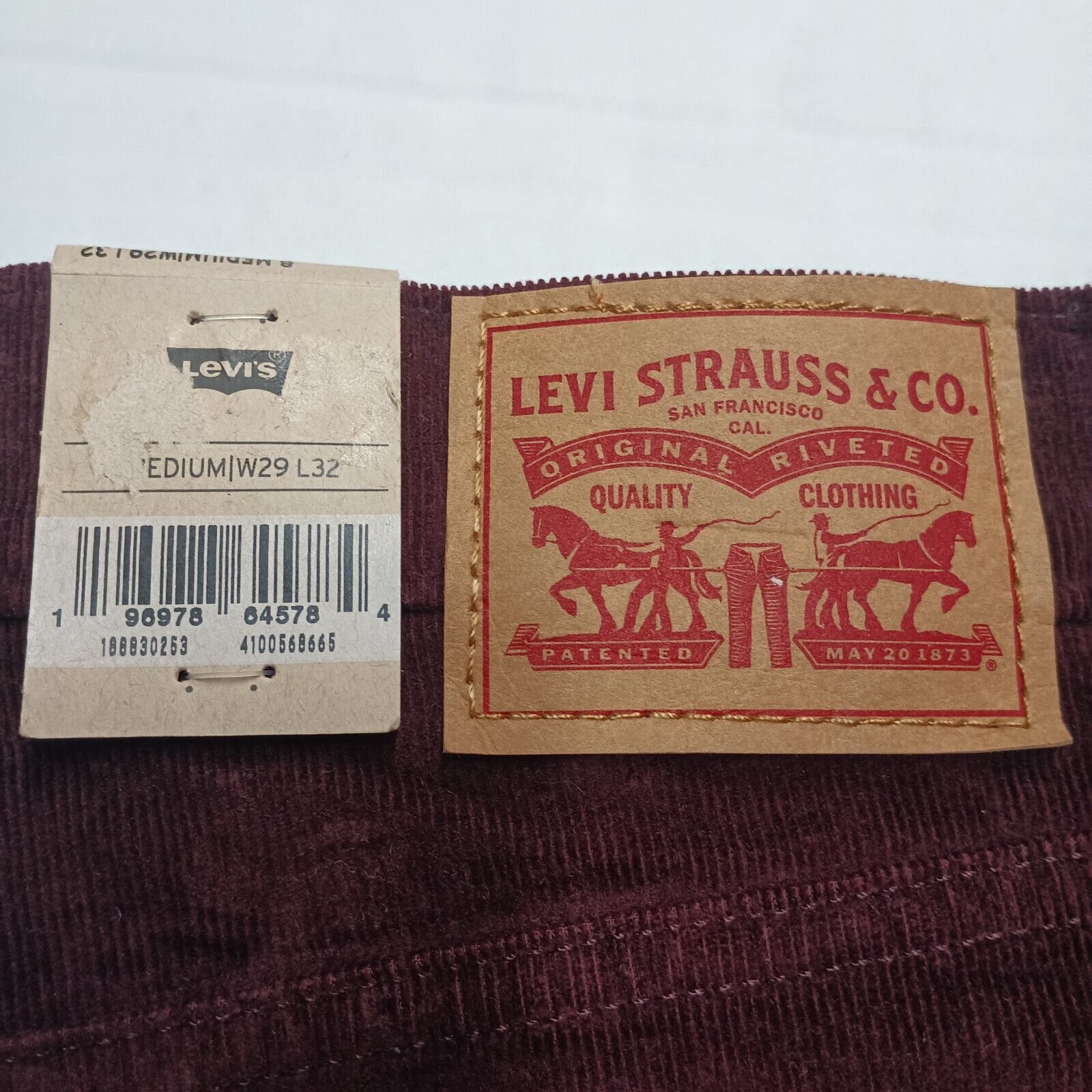 Levi's Levi's 724 High-Rise Slim Straight Jeans 8M 29x32 Burgundy Size 29" - 2 Thumbnail