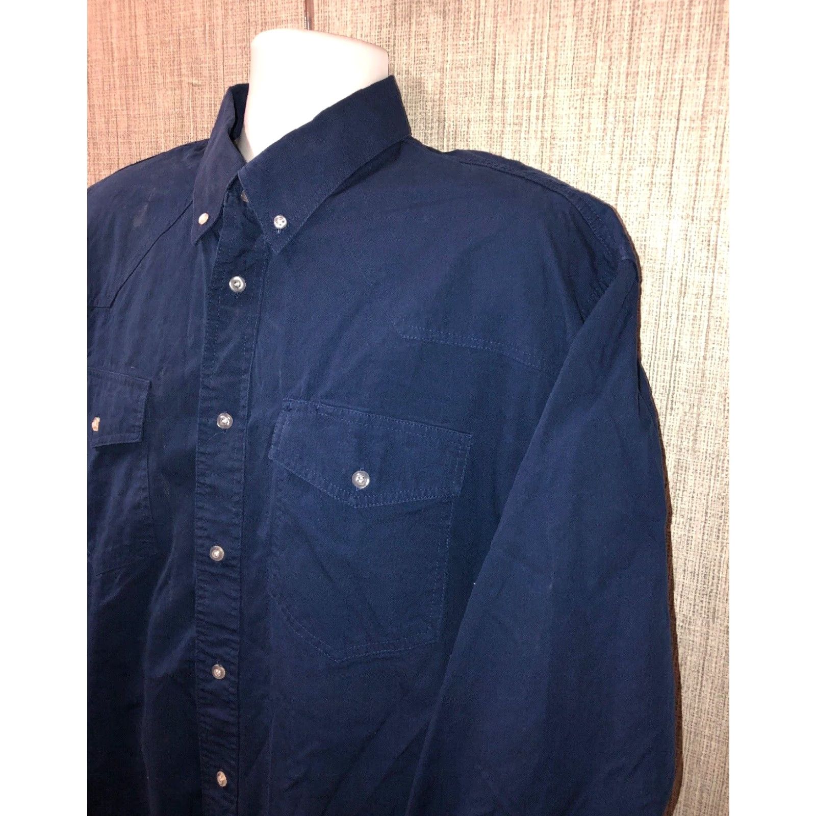 Vintage Wyoming Traders Mens Long Sleeve Button-Front Shirt XL Blue Casual Western Fashion Size US XL / EU 56 / 4 - 2 Thumbnail
