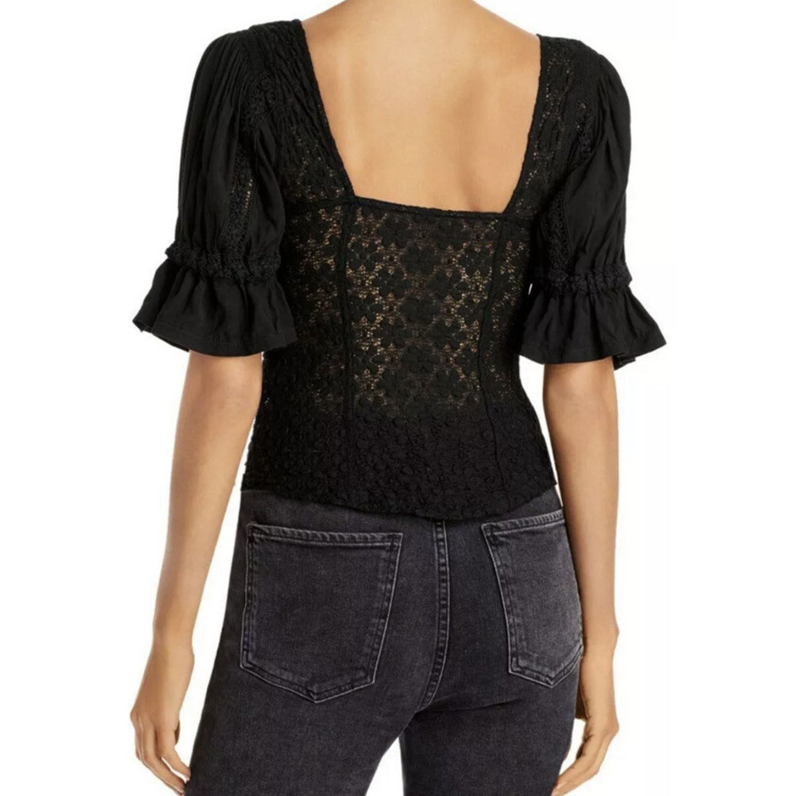Free People Free People Spring Fling Crochet Top Black women A002085 Size L / US 10 / IT 46 - 7 Thumbnail