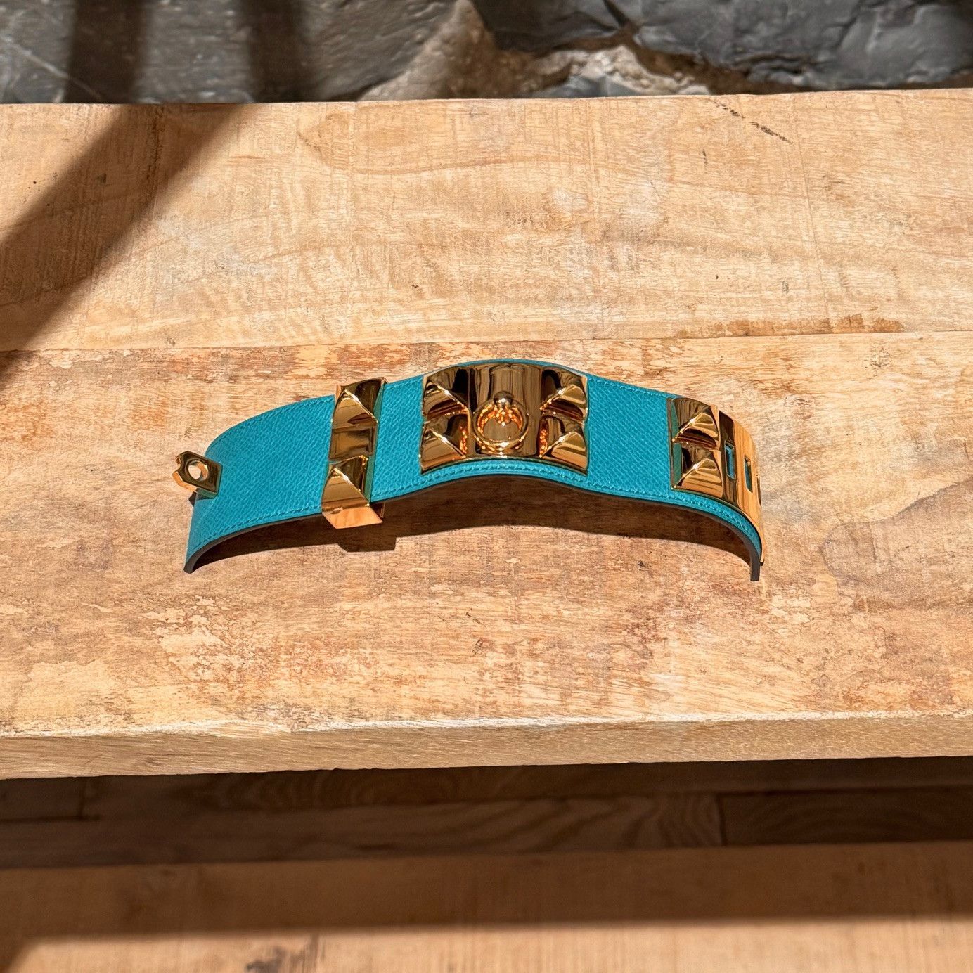 Hermes Hermès Bleu Paon Epsom Collier de Chien GHW Bracelet Size ONE SIZE - 6 Thumbnail