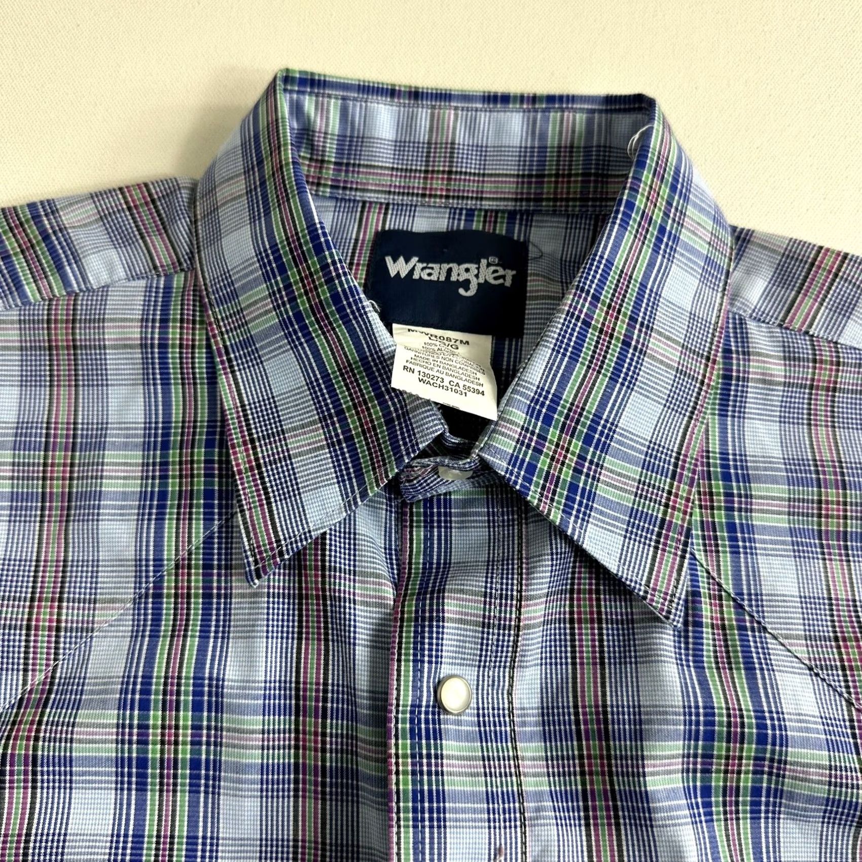 Wrangler VINTAGE Wrangler Western Brushpopper Button Up Shirt Pearl Snap Rodeo Mens Large Size US L / EU 52-54 / 3 - 6 Thumbnail