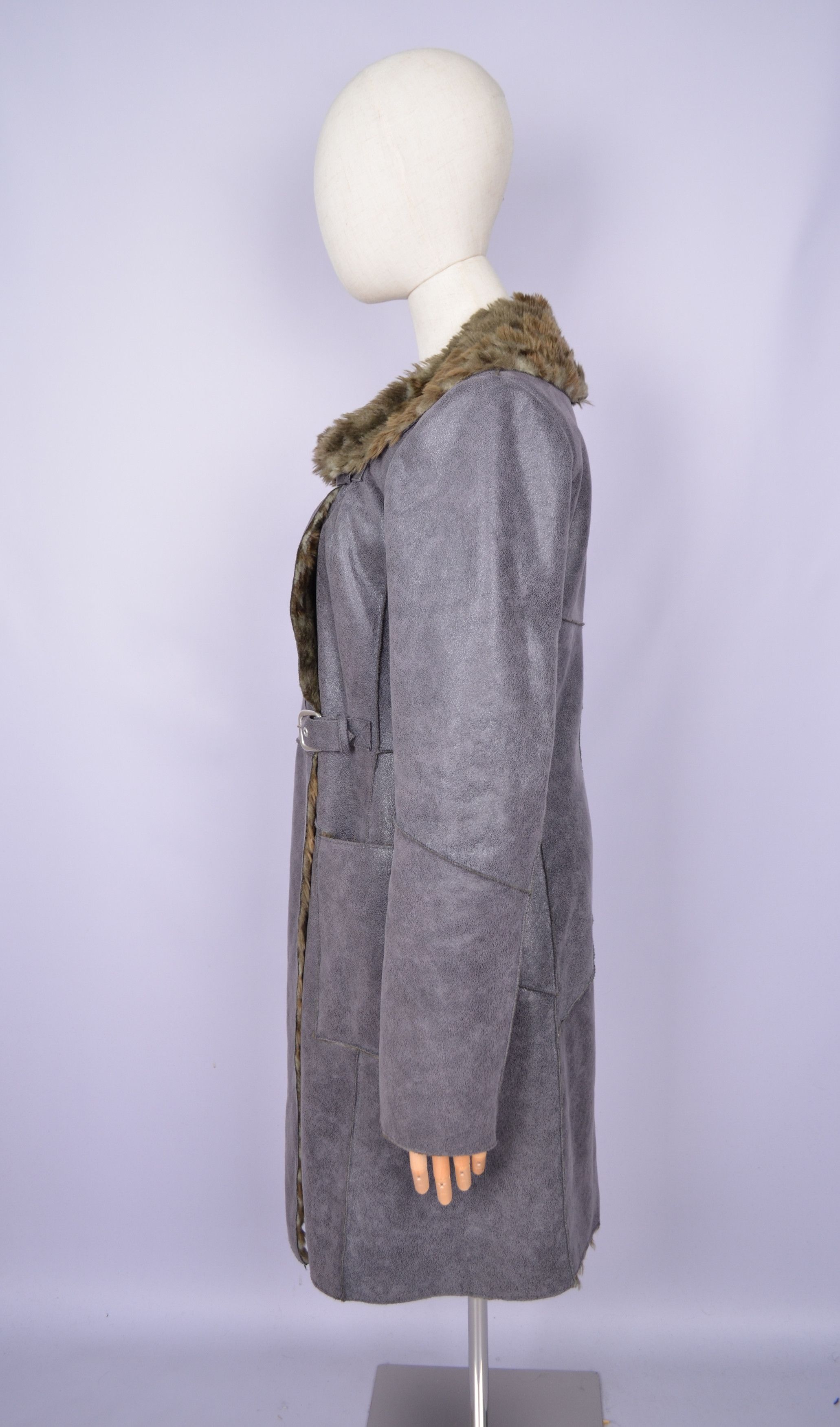 Armani × Designer Armani Jeans Faux Fur Grey Sheepskin Coat Jacket US8 Vintage Size M / US 6-8 / IT 42-44 - 8 Thumbnail