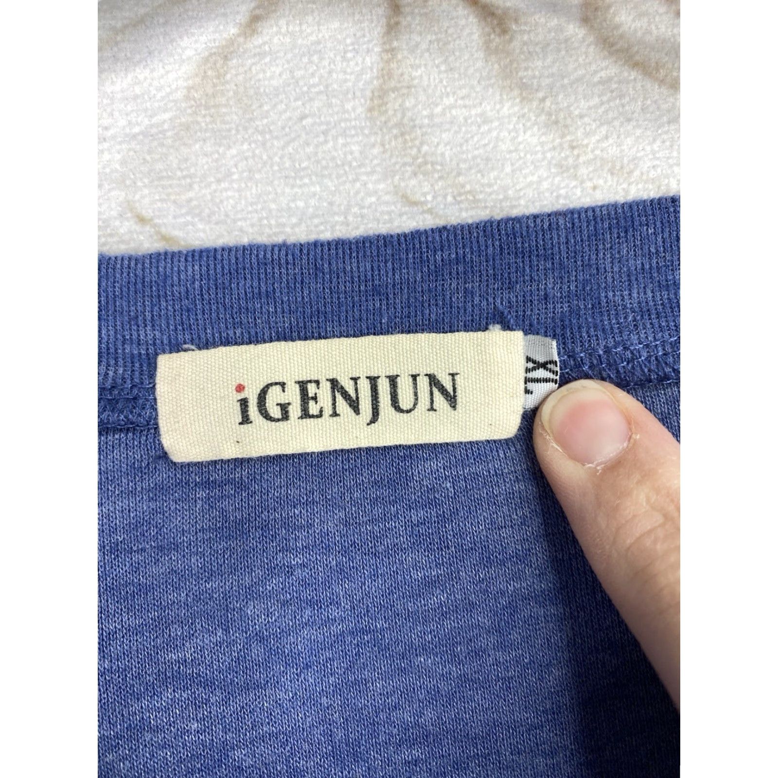 Vintage iGENJUN Dress Womens XL Blue Button Detail Asymmetrical Long Sleeve Knit Stretch Size XL / US 12-14 / IT 48-50 - 3 Thumbnail