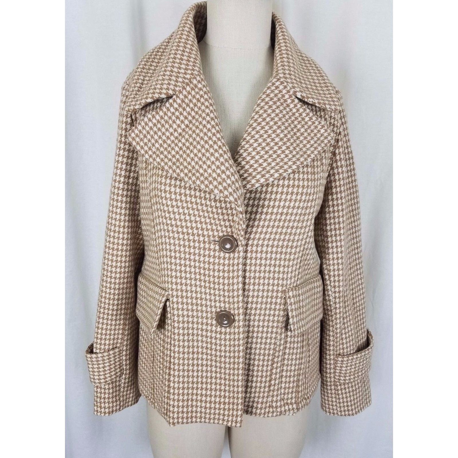 Vintage Vtg Robert Louis Houndstooth Wool Jacket Blazer Belted Size M / US 6-8 / IT 42-44 - 1 Thumbnail