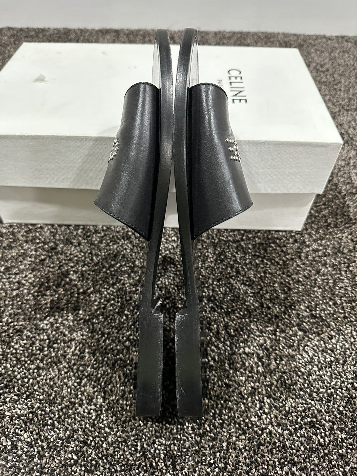 Celine × Hedi Slimane Celine x Hedi Slimane Studded Logo Black Leather Sandal Size US 9 / EU 42 - 9 Thumbnail