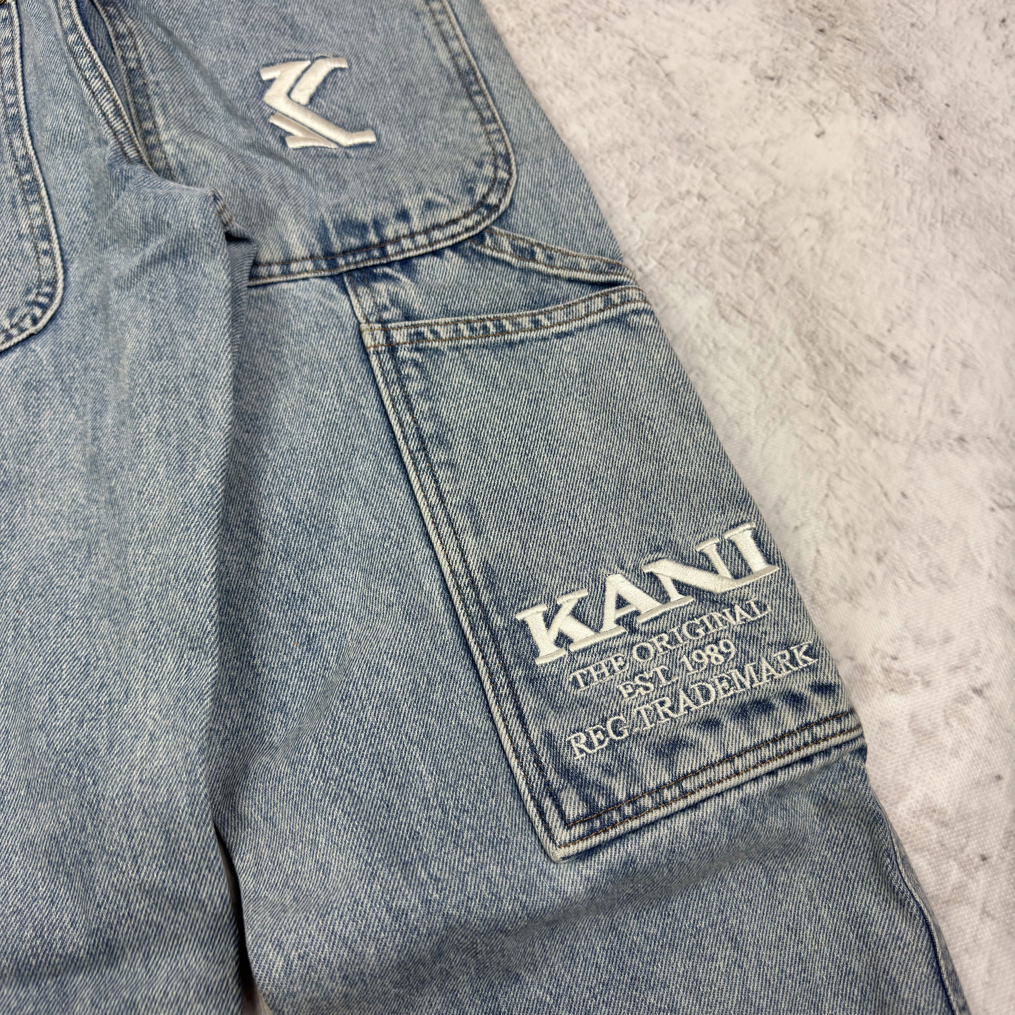 Karl Kani Karl Kani Women's Blue Denim Workwear Straight Leg Jeans 2XS Size 28" / US 6 / IT 42 - 6 Thumbnail