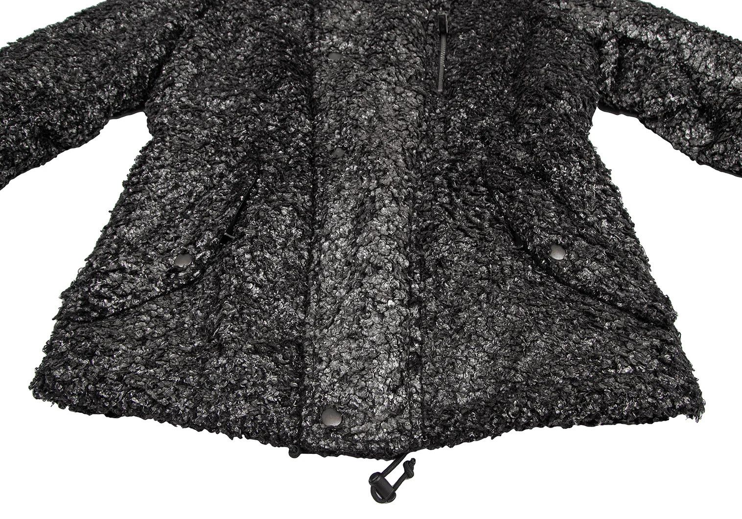 Issey Miyake Foil Print Fur Half Coat in Black Silver, Size M Size US M / EU 48-50 / 2 - 6 Thumbnail