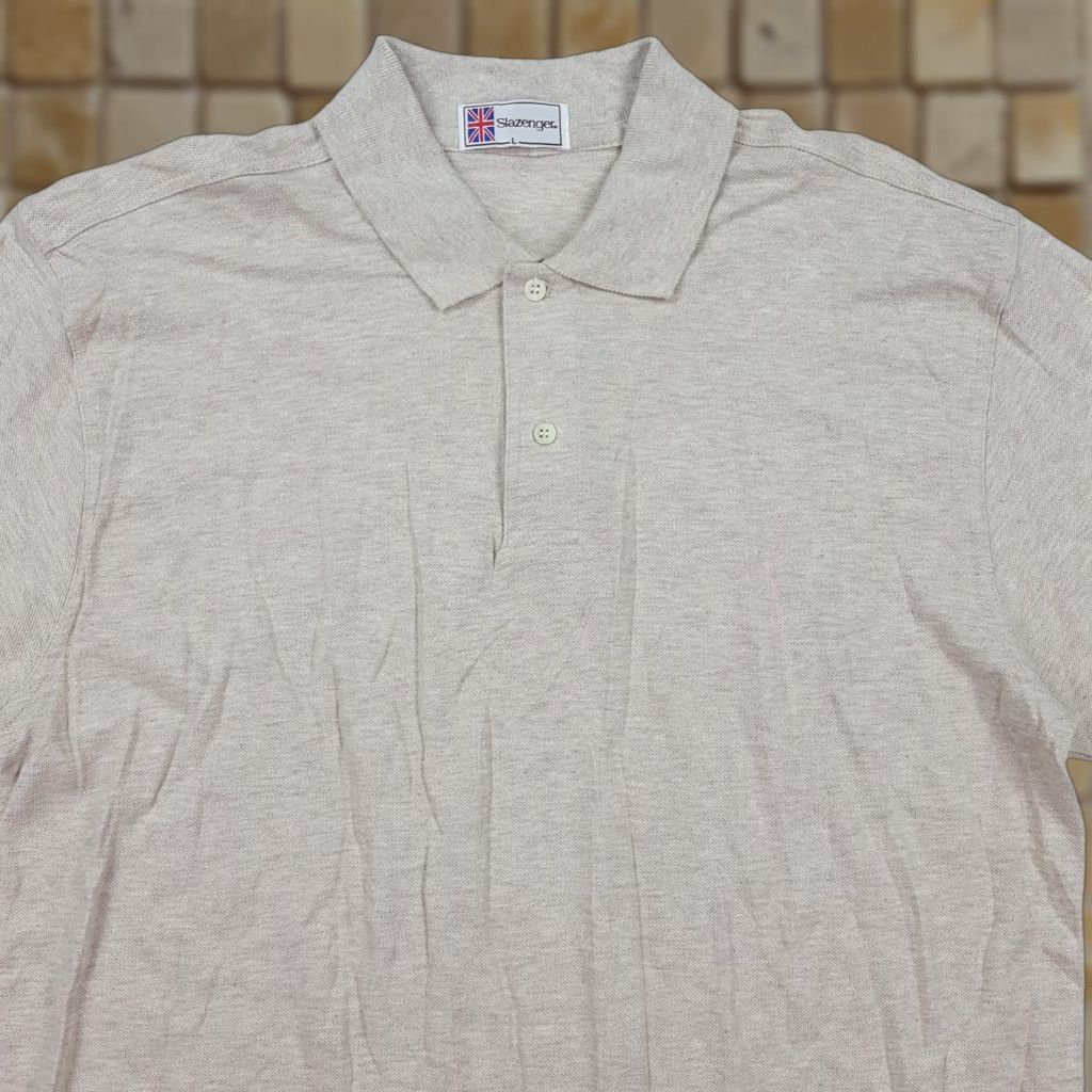 Vintage VINTAGE Slazenger Golf Polo Shirt Mens Large Short Sleeve Gray Cotton Knit 90s Preppy Retro Golf Logo Polo Shirt Size US L / EU 52-54 / 3 - 1 Thumbnail