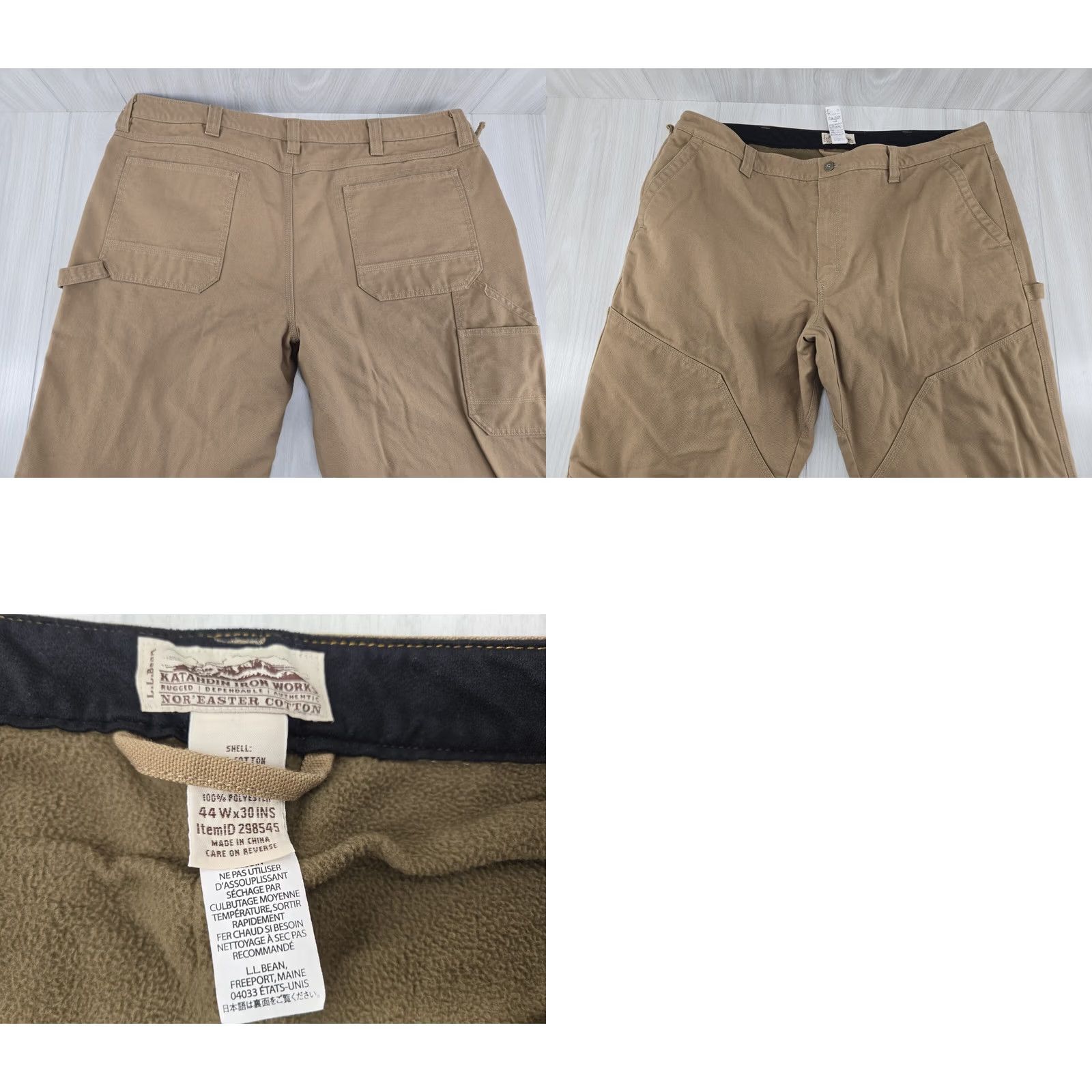 Vintage VINTAGE L.L. Bean Katahdin Iron Works Men’s Fleece Lined Cargo Pants 44/30 Outdoor Cargo Pants Mens Tan Cotton Blend 30 Inseam Straight Leg"} Size US 44 / EU 60 - 8 Thumbnail