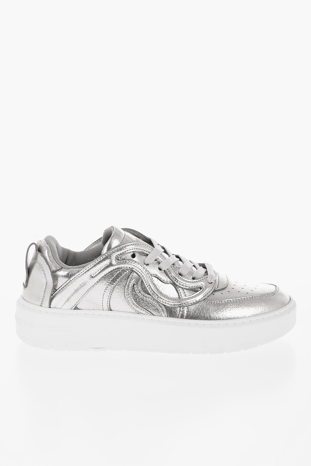 Stella McCartney og1mm0824 Metallic Effect Low-Top Sneakers in Silver Size US 6 / IT 36 - 1 Thumbnail