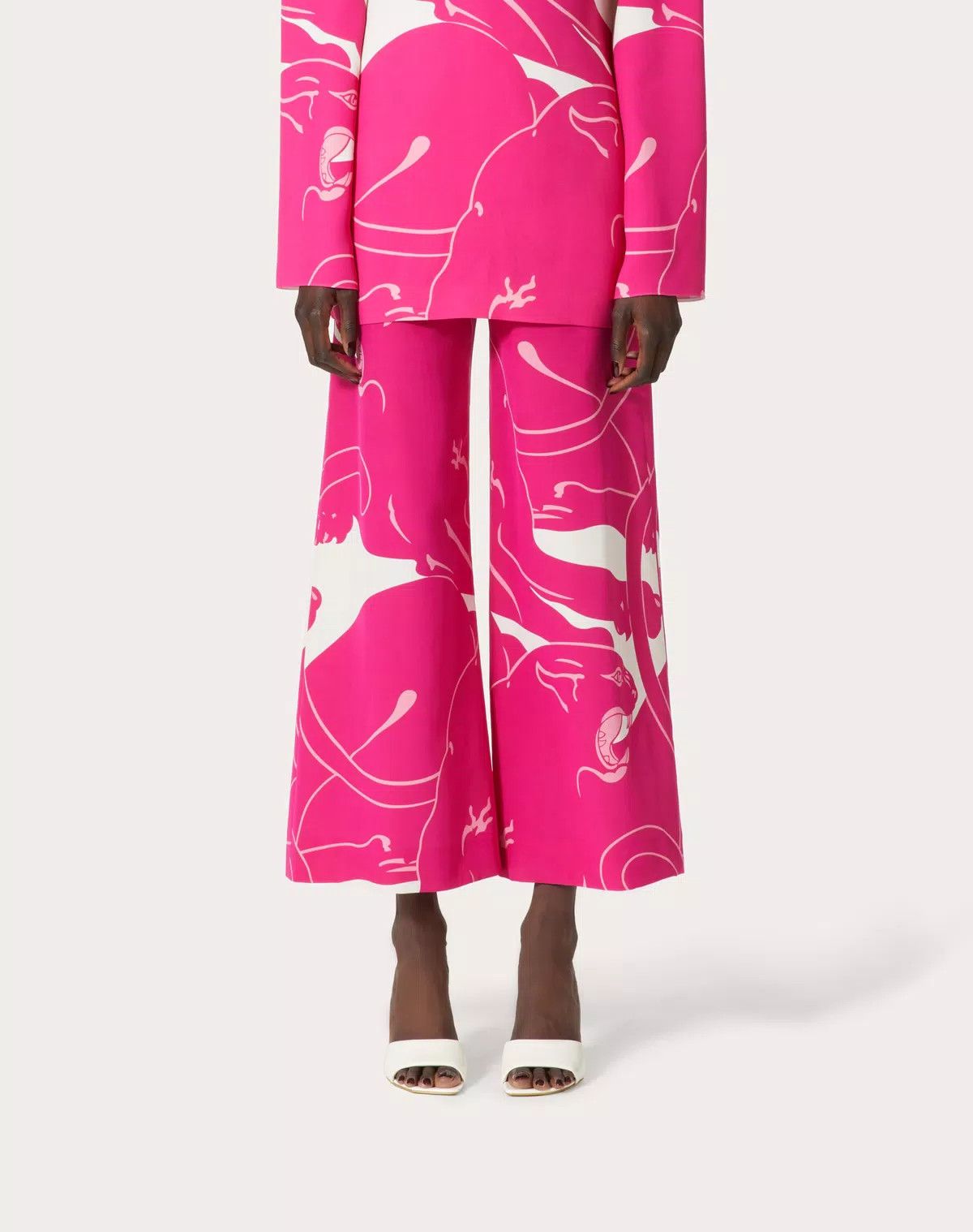 Valentino o1s1wg110625 Cady Panther Trousers in Pink Size 30" / US 8 / IT 44 - 3 Thumbnail