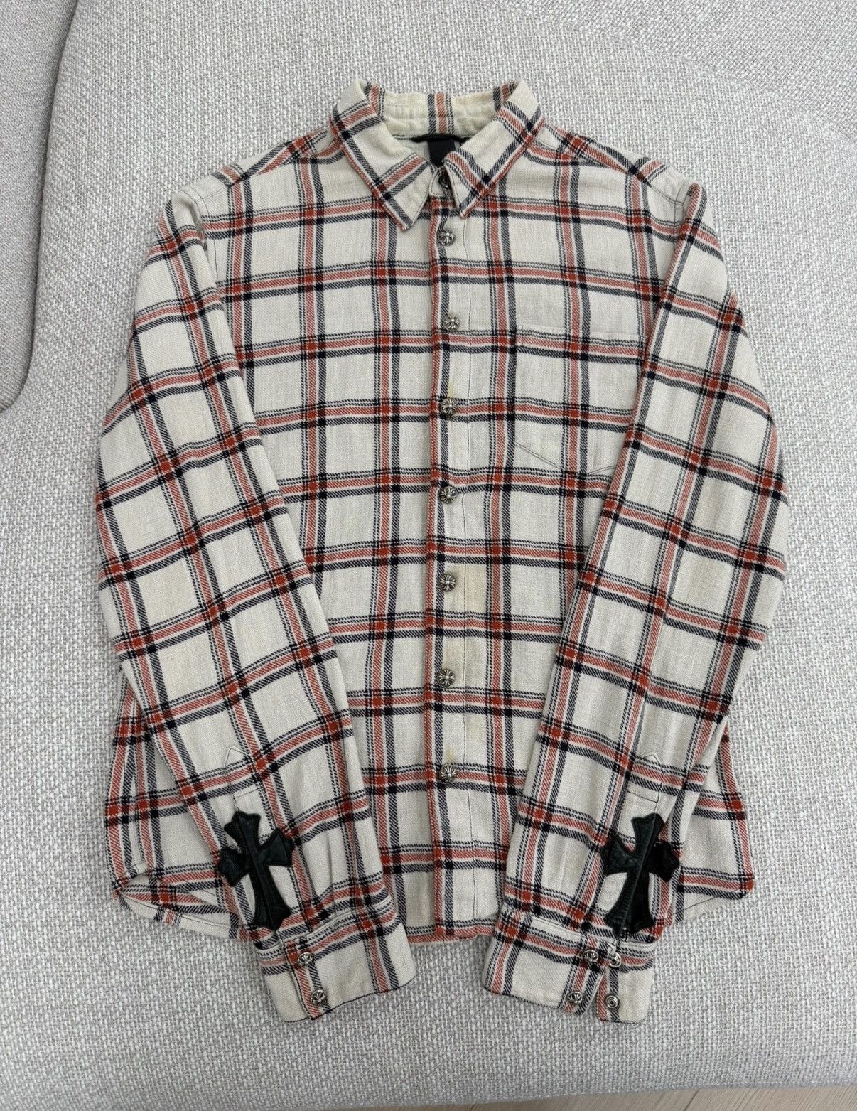 Chrome Hearts Chrome Hearts Beige & Red Plaid Shirt Jacket Size US M / EU 48-50 / 2 - 1 Thumbnail