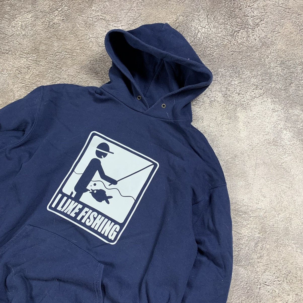 Vintage Vintage Y2K Graphic Hoodie I Like Fishing Streetwear Navy L Size US L / EU 52-54 / 3 - 3 Thumbnail