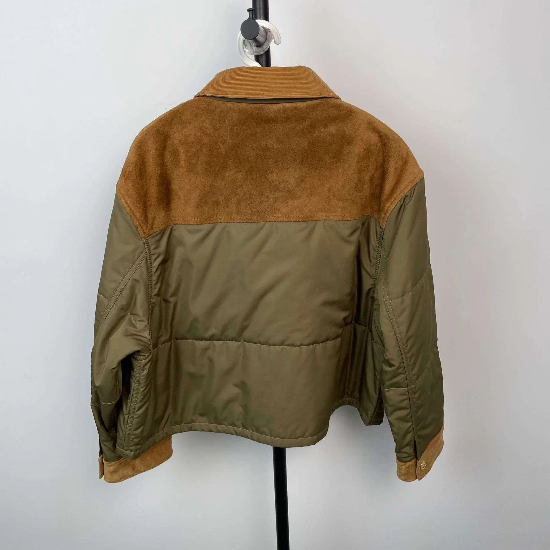 Celine Celine FW Khaki Suede Colorblock Olive Green Puffer Jacket Size US XXS / EU 40 - 2 Thumbnail
