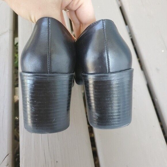 Vintage Vintage 90s y2k Square Toe Chunky Heel Black Leather Pumps Size US 7 / IT 37 - 5 Thumbnail