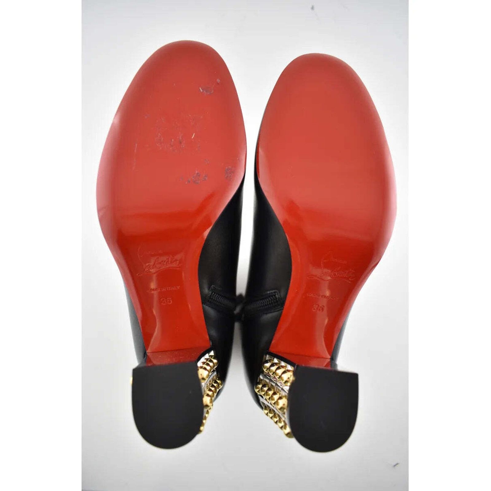 Christian Louboutin Christian Louboutin Vasa Booty 85 Black Leather Silver Gold Size US 6 / IT 36 - 8 Thumbnail