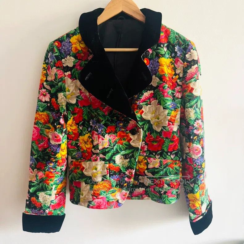 Kenzo Kenzo Jungle Series 1980s Floral Velvet Collar Wool Jacket Size M / US 6-8 / IT 42-44 - 1 Thumbnail