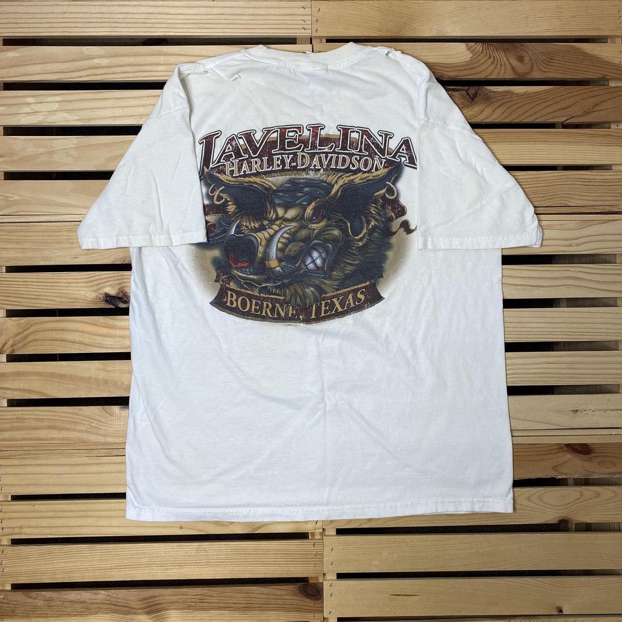 Harley Davidson Harley Davidson TX 2010 White Thrashed Biker Tee Size Large Size US L / EU 52-54 / 3 - 1 Thumbnail