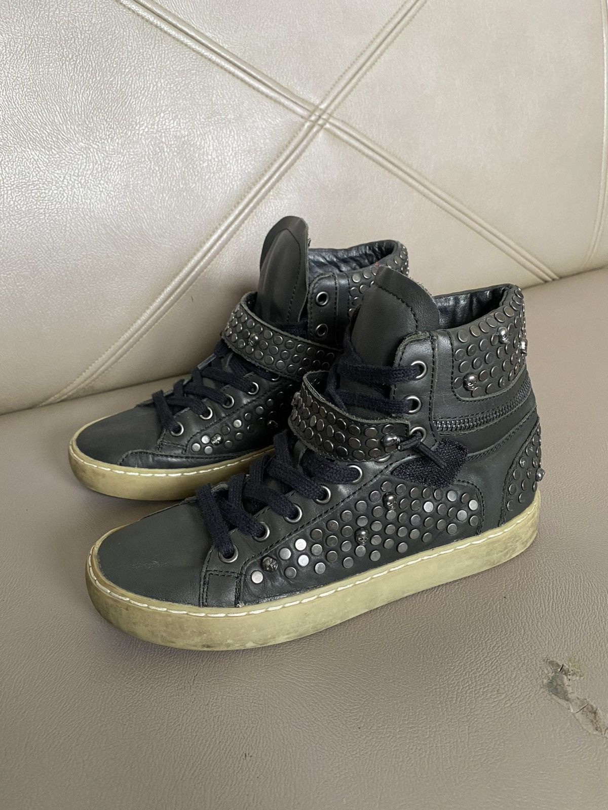 If Six Was Nine Ash studded skull leather high top sneakers Size US 7 / IT 37 - 4 Thumbnail