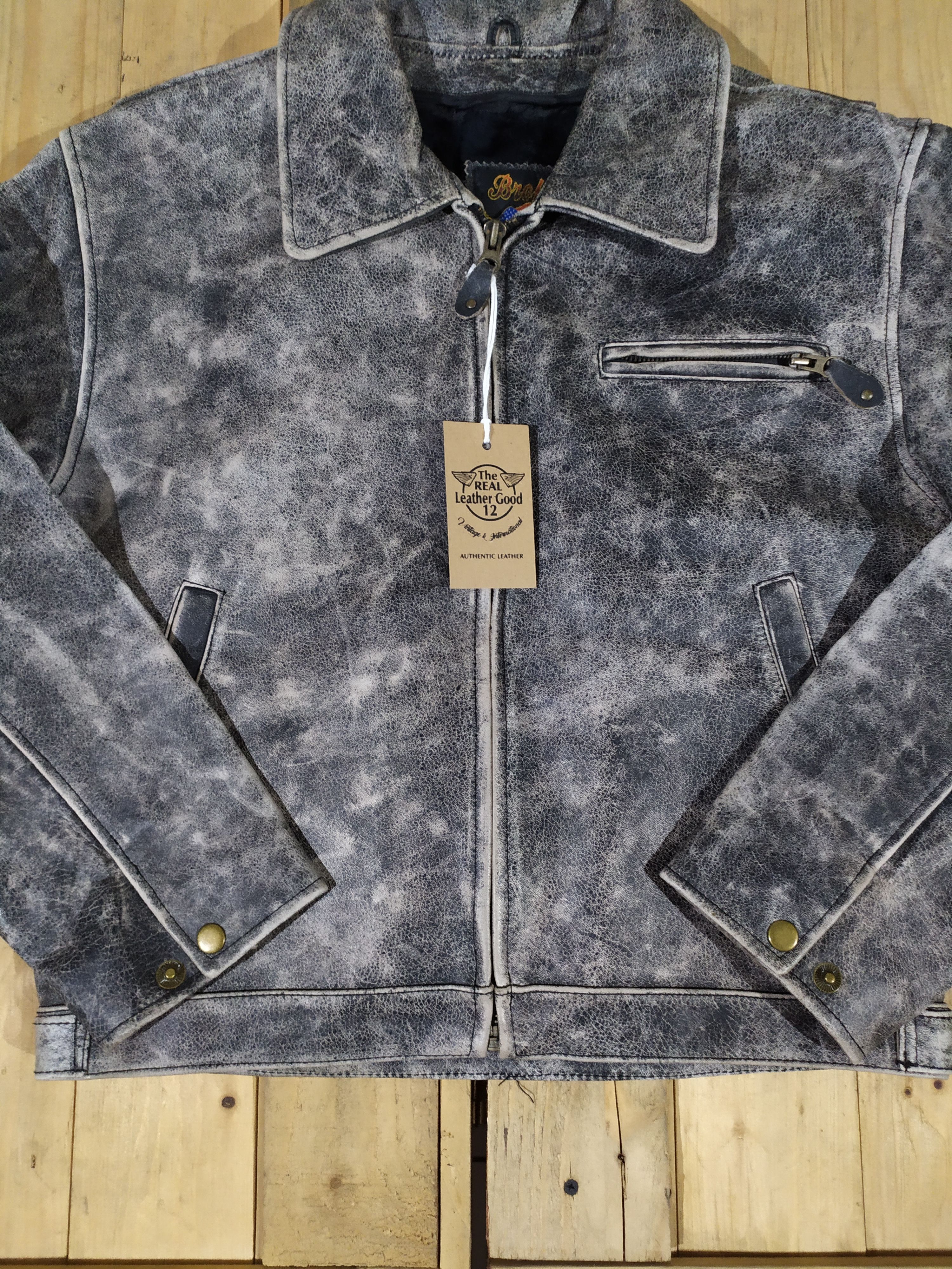 Genuine Leather BROKEN MOTORCYCLE LEATHER GRAY PATINA CAFE RACER JACKET ...