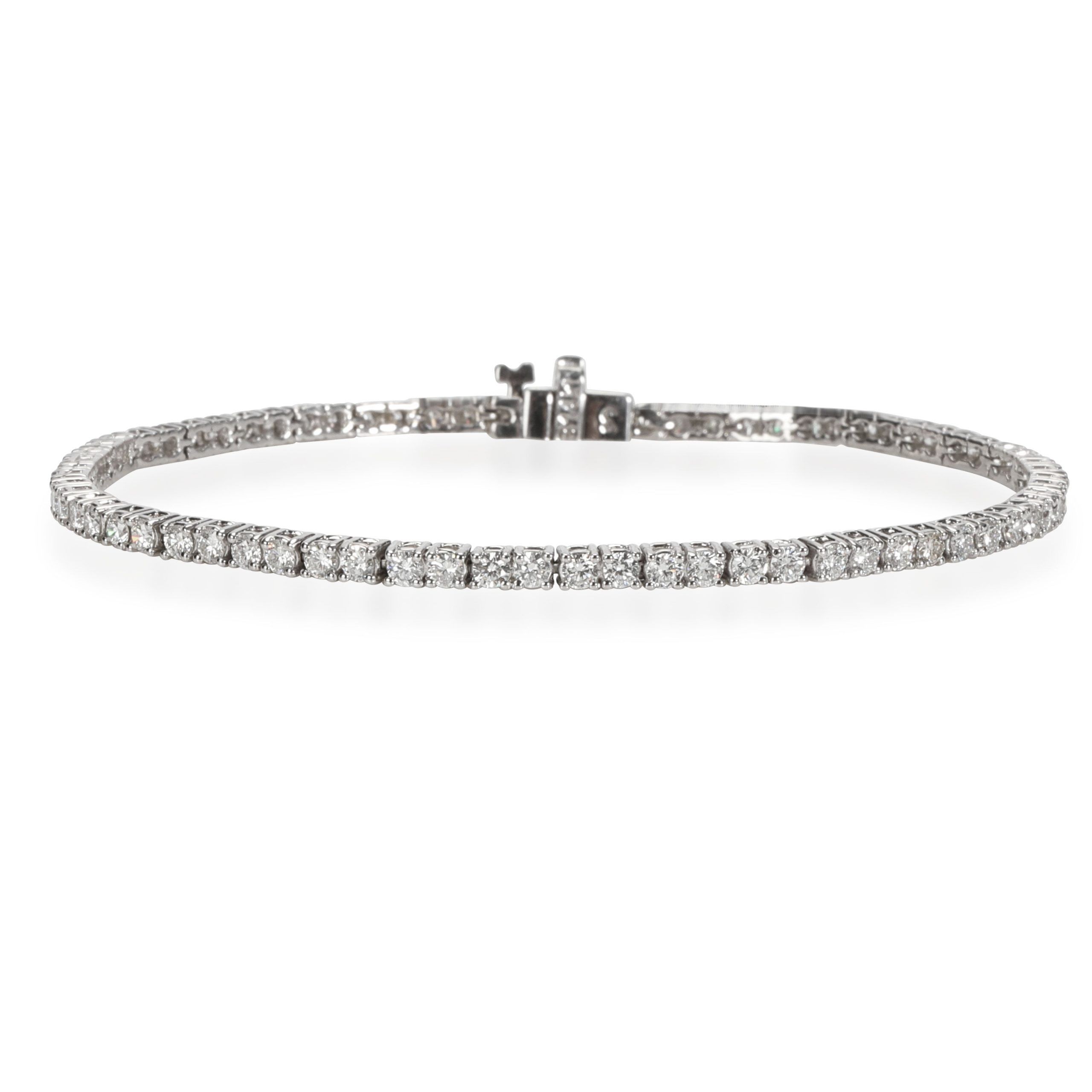 image of Tiffany Co Four Prong Diamond Tennis Bracelet In 14K White Gold 2.51 Ctw, Women's