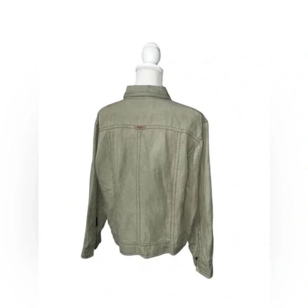 Chicos CHICOS Size Large Olive Green Short Bomber Jacket Linen Sil Size L / US 10 / IT 46 - 5 Thumbnail