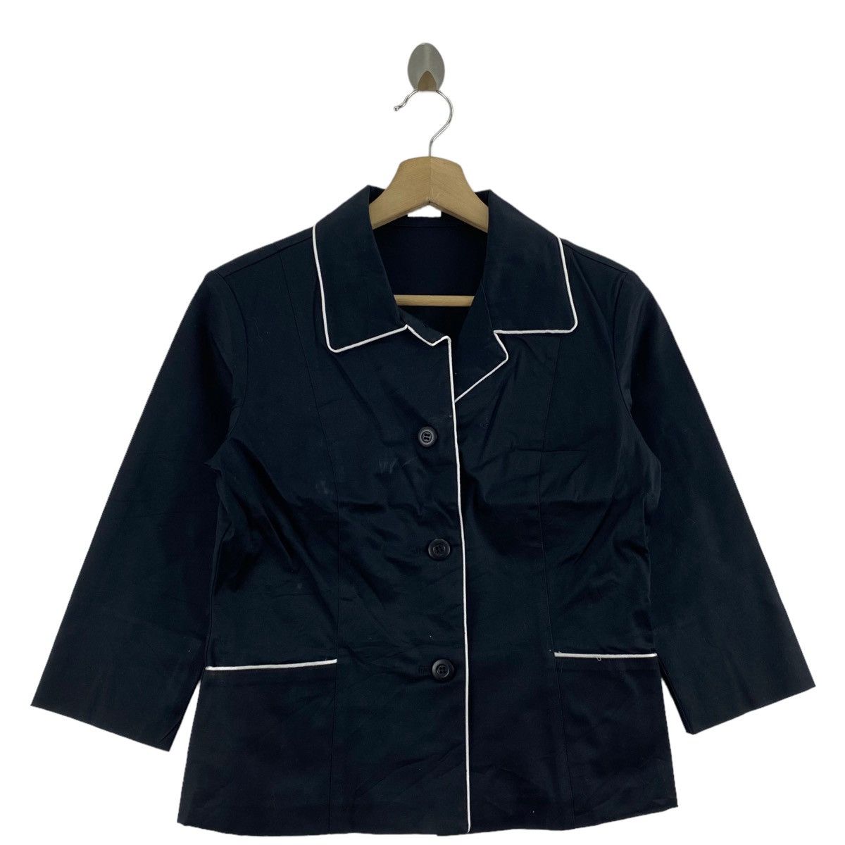 Other ELLE PLANETE Italian Designer Button Up Short Black Coat Size S / US 4 / IT 40 - 1 Thumbnail