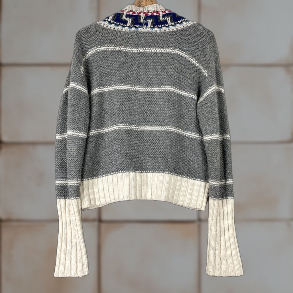 American Eagle Outfitters VINTAGE American Eagle Cardigan Womens L Gray Striped Chunky Wool Blend Y2K Size L / US 10 / IT 46 - 1 Thumbnail