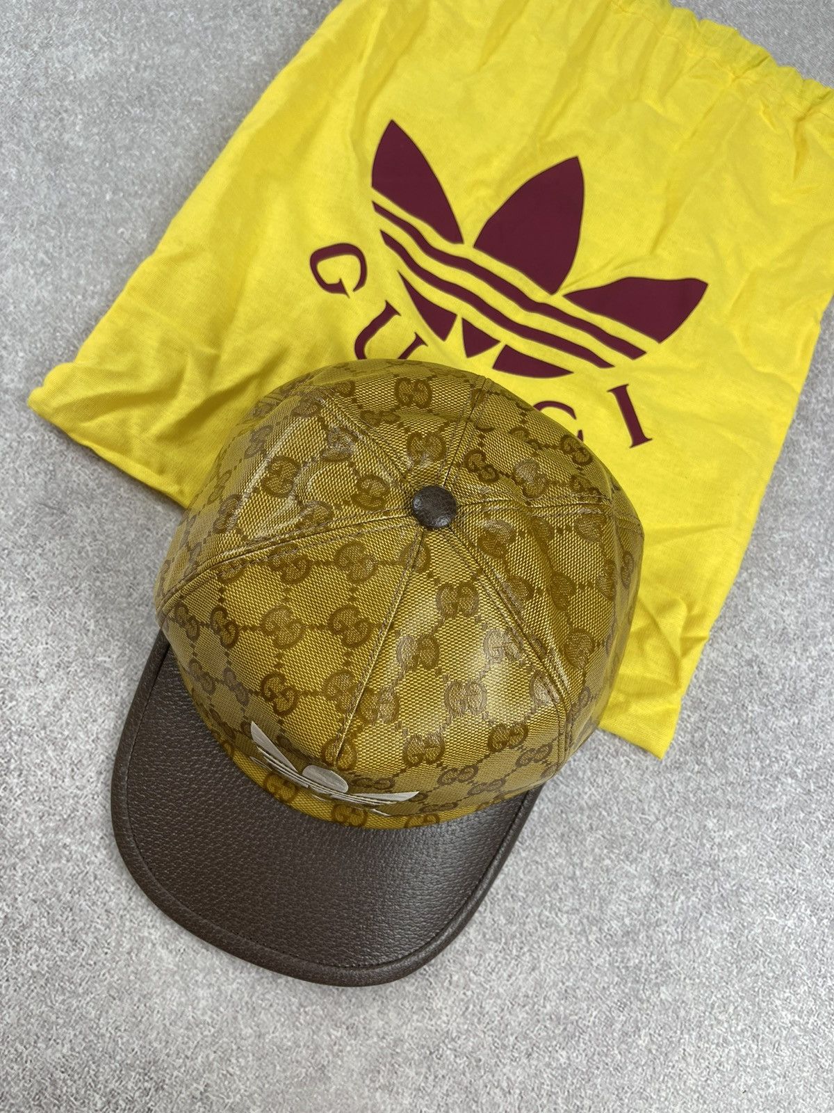 Adidas × Gucci Gucci x Adidas Baseball Cap Monogram Canvas Leather Size M Size ONE SIZE - 5 Thumbnail