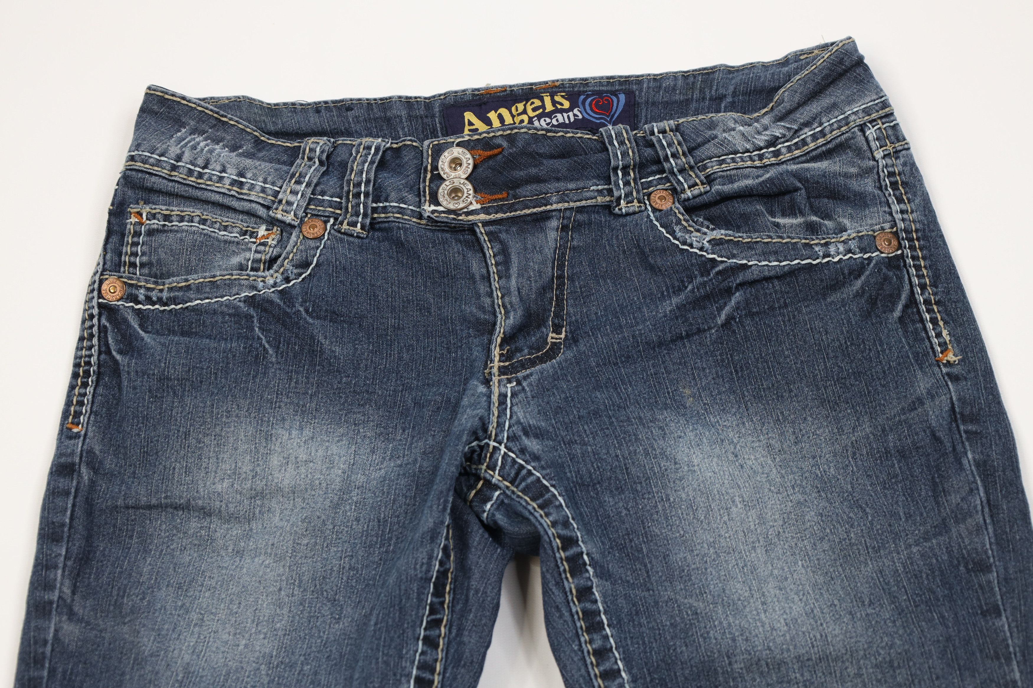 Vintage Vintage 90s Y2K Babydoll Thick Stitch Flared Wide Leg Jeans Size 30" / US 8 / IT 44 - 2 Thumbnail