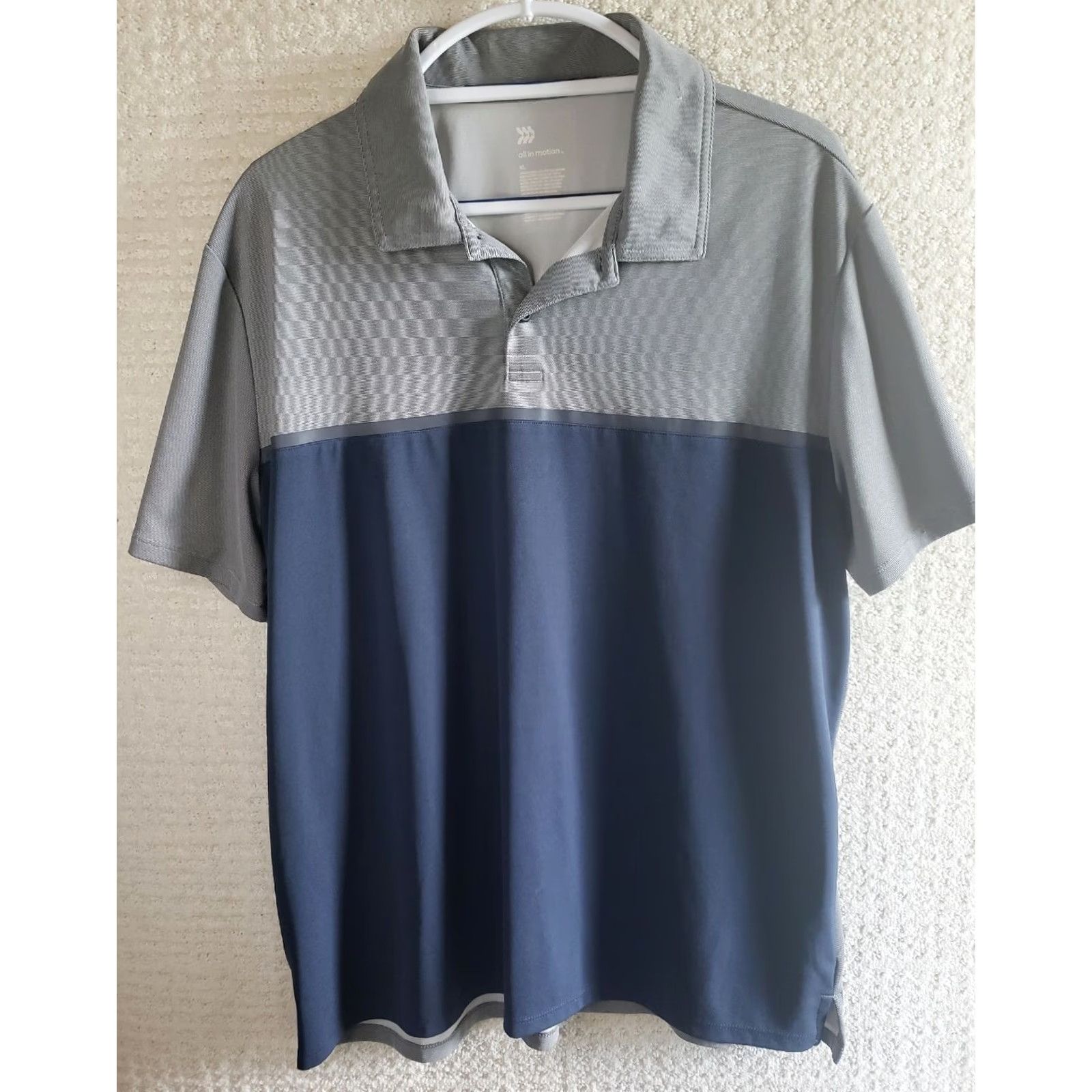 Vintage ALL IN MOTION Polo Shirt Gray Blue Stripe Golf XL Men Size US XL / EU 56 / 4 - 2 Thumbnail