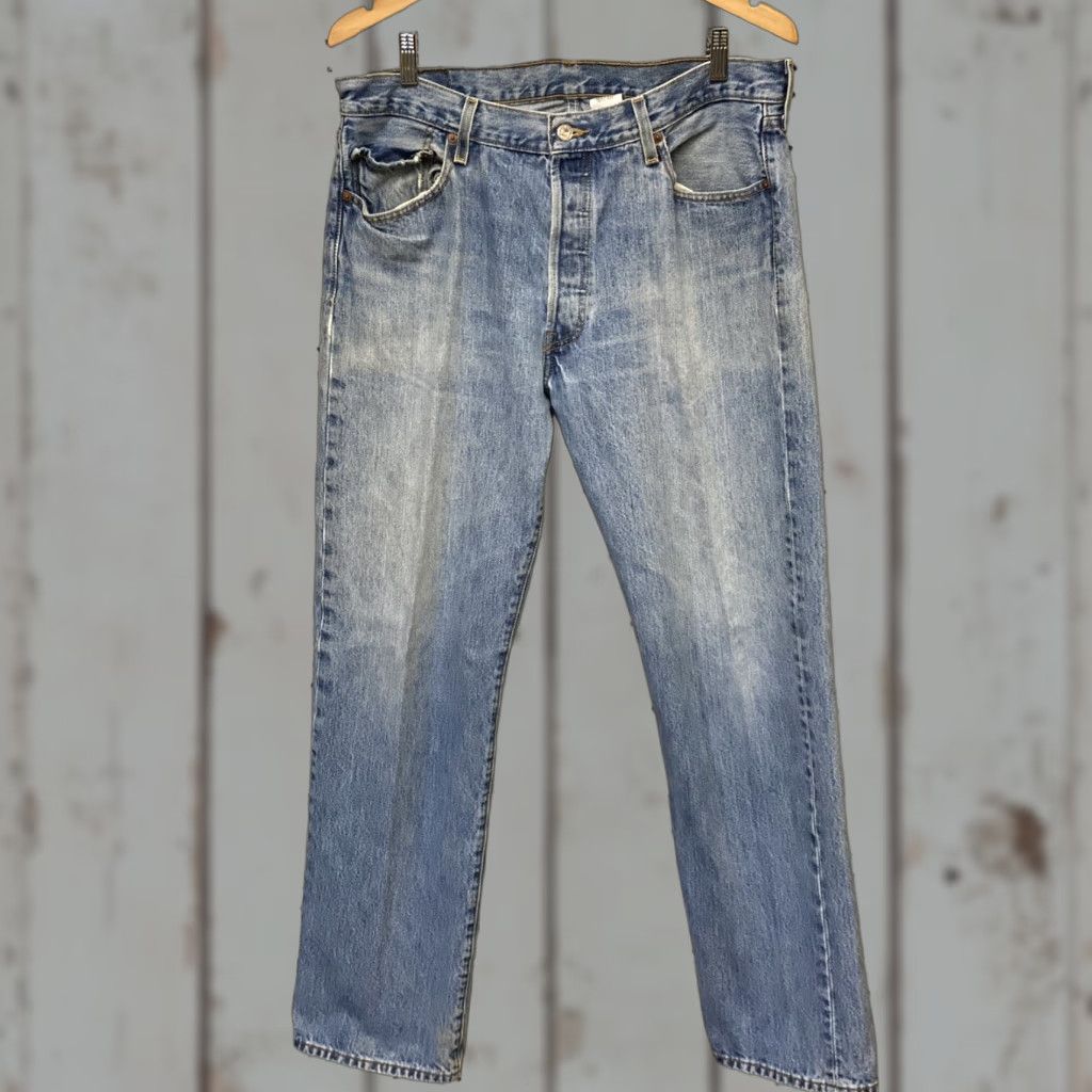 Levi's VINTAGE Levi's 501 XX Jeans 36x33 Denim Button Fly Distressed Denim Blue USA 90s Mens Regular Straight"} Size US 36 / EU 52 - 1 Thumbnail