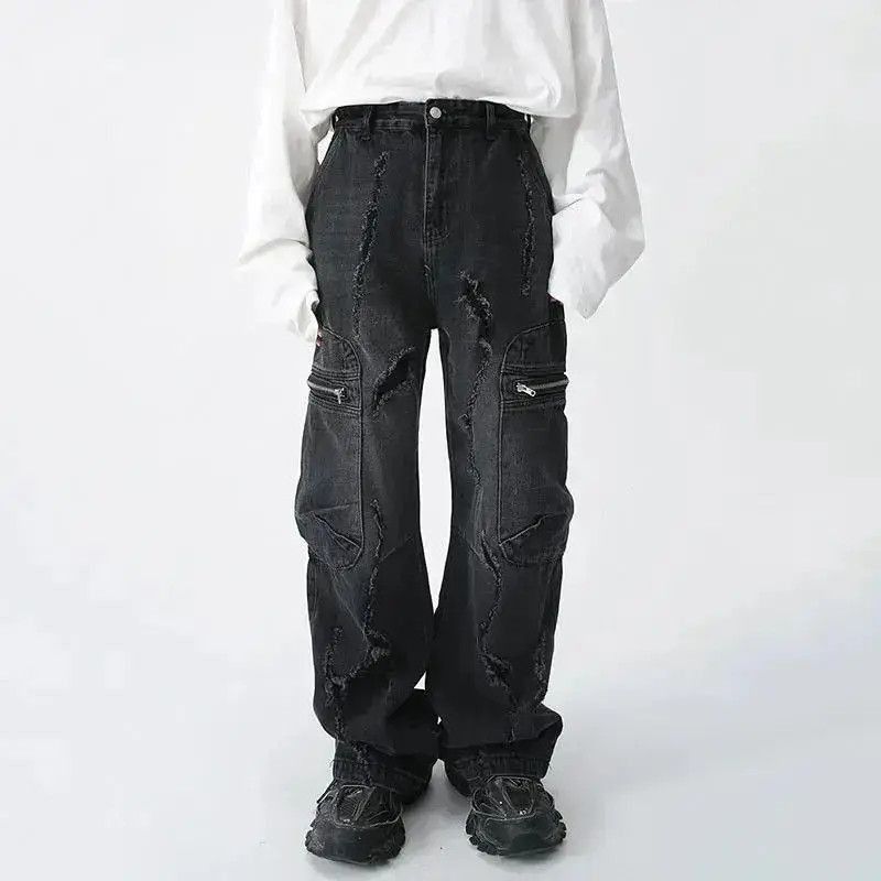 Japanese Brand Retro straight leg ripped loose jeans Size US 32 / EU 48 - 5 Thumbnail
