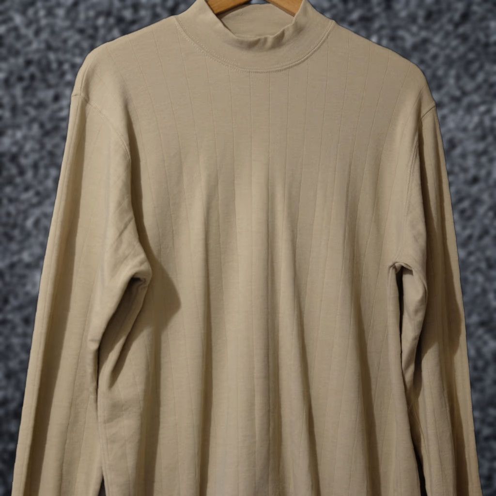 Vintage Taylor & Henry Tan Longsleeve Mock Neck Tee Mens L Cotton/Poly Stretch Shirt Size US L / EU 52-54 / 3 - 1 Thumbnail