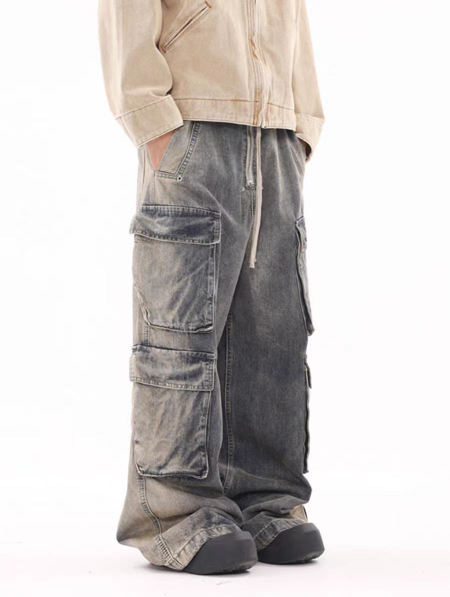 Japanese Brand × Jean Street skater hip hop wide leg baggy jeans Size US 33 - 4 Thumbnail