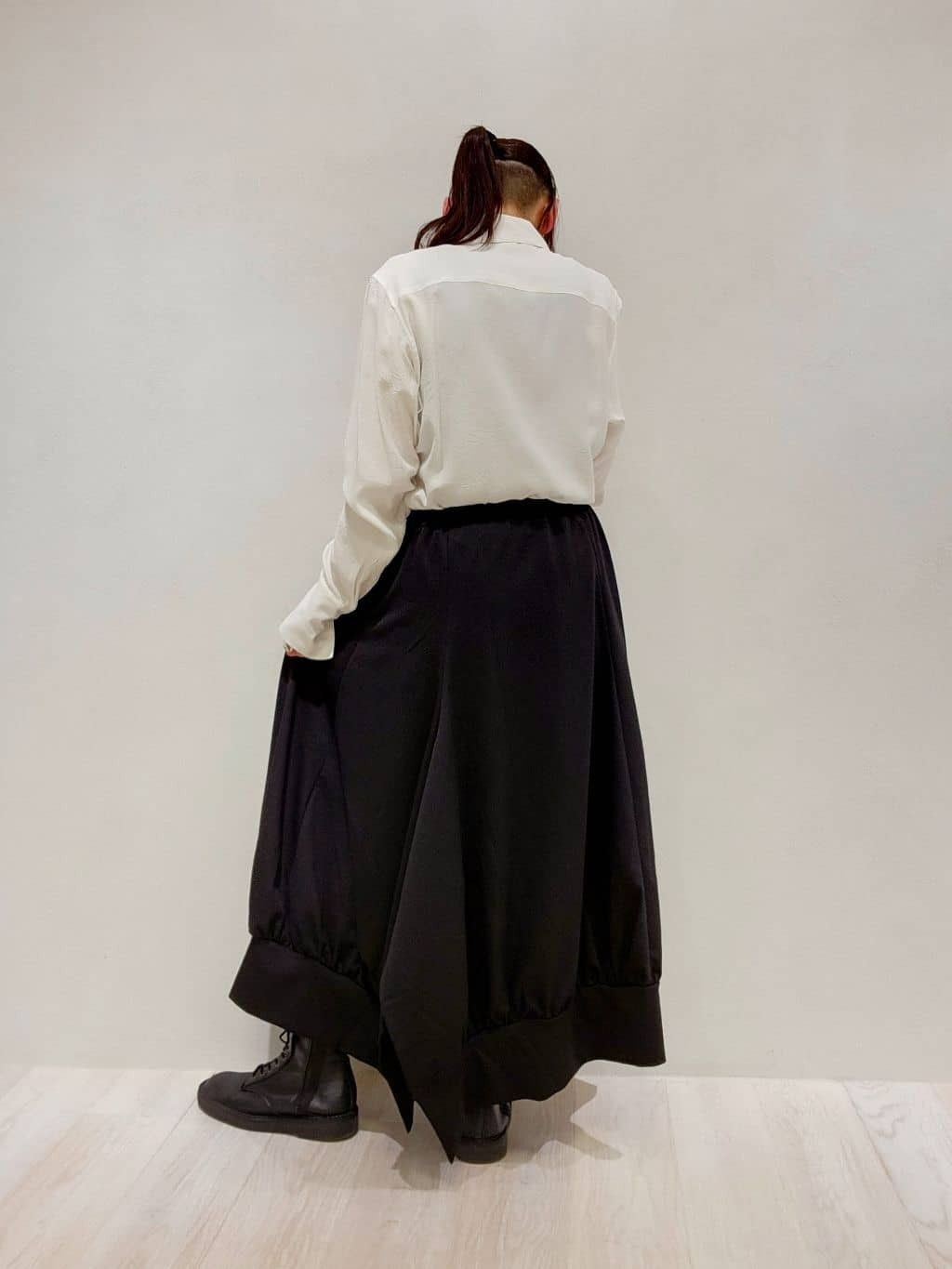 Yohji Yamamoto REGULATION - POLYESTER TWILL JERSEY SKIRT