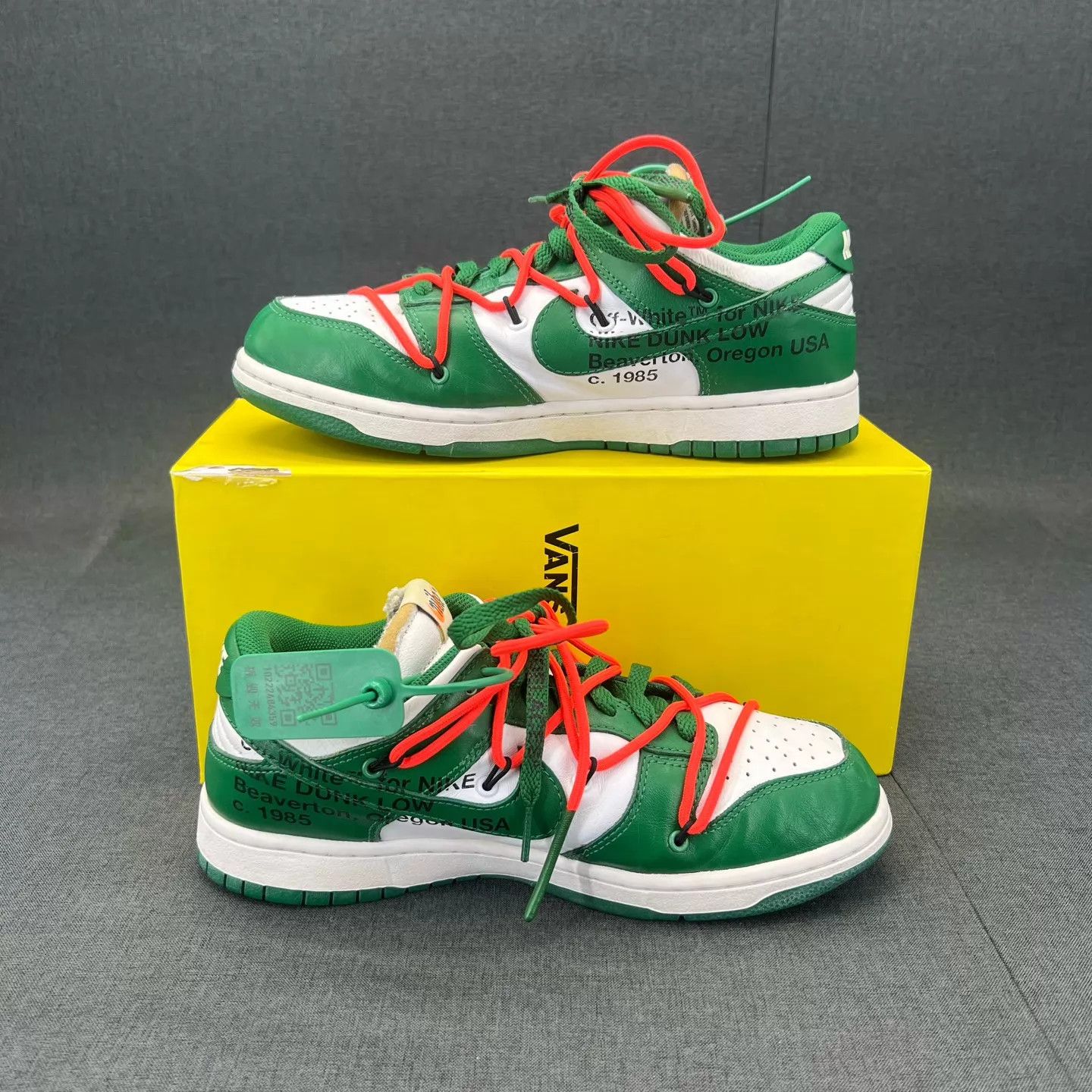 Nike OW x Nike Dunk Low White Green 40.5 Boxed CH18629 Size US 7.5 / EU 40-41 - 3 Thumbnail