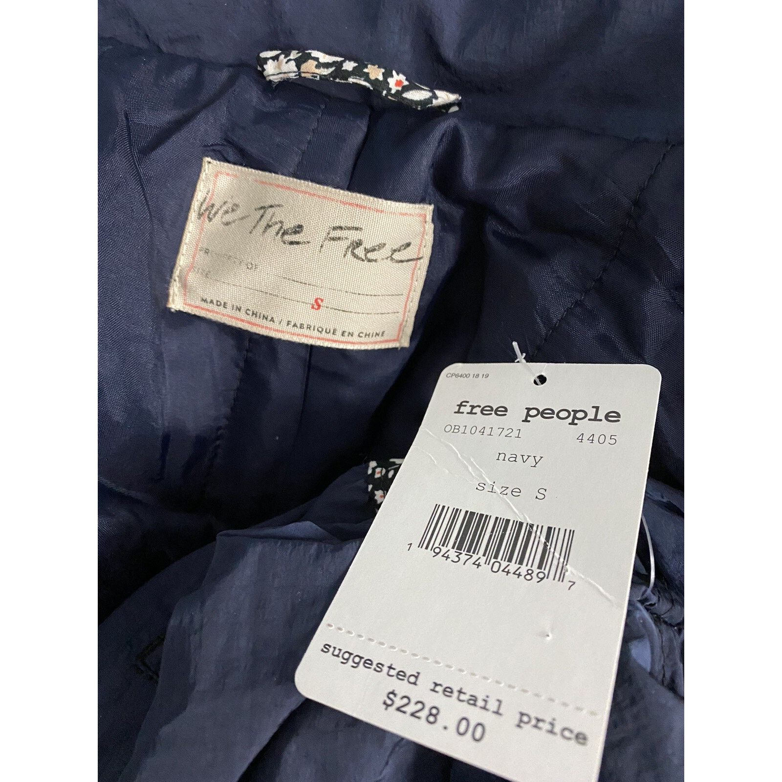Free People On My Mind Bombe Jacket Navy Blue size S A002099