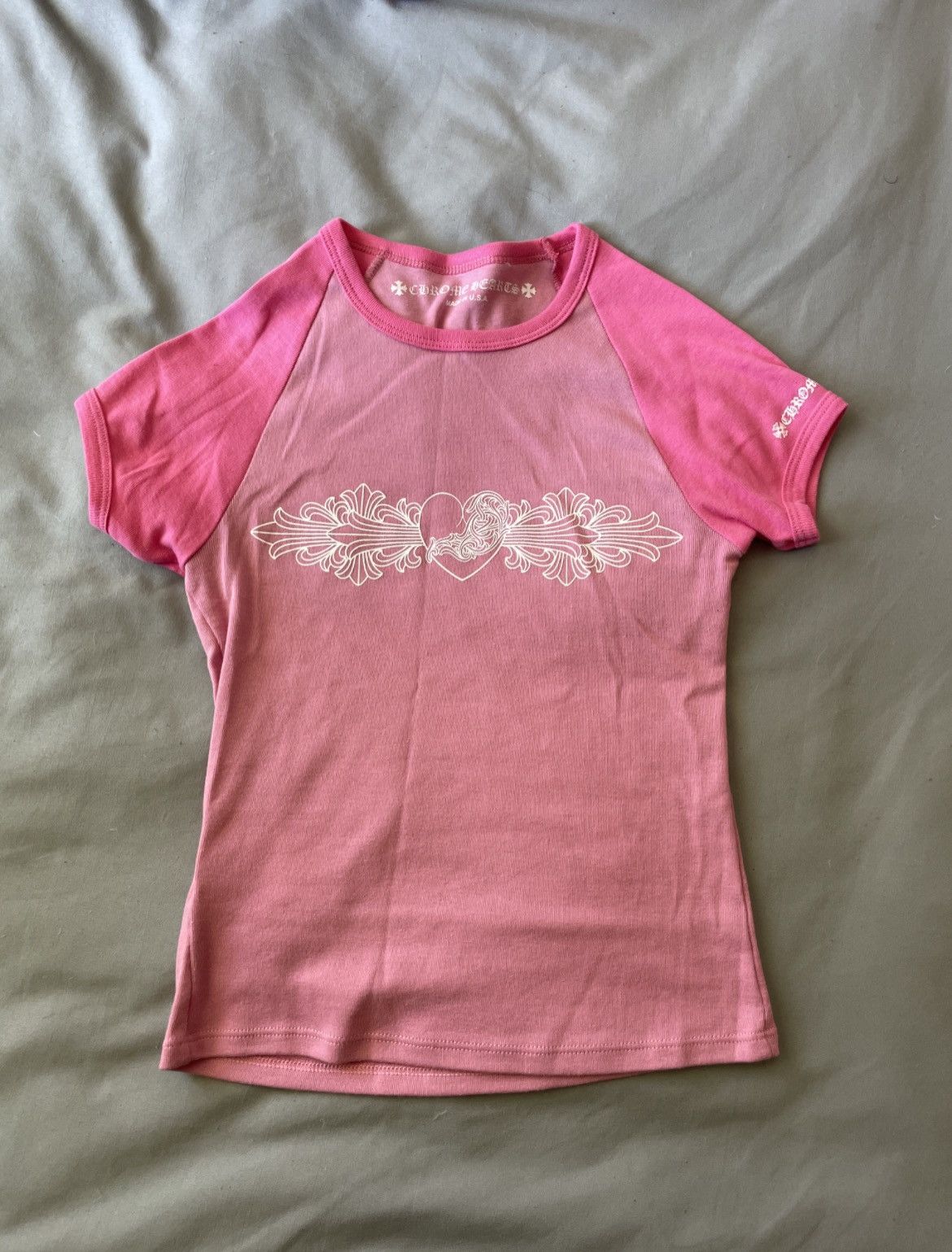 Image of Chrome Hearts Pink Baseball T Shirt, Women's (Size XS)