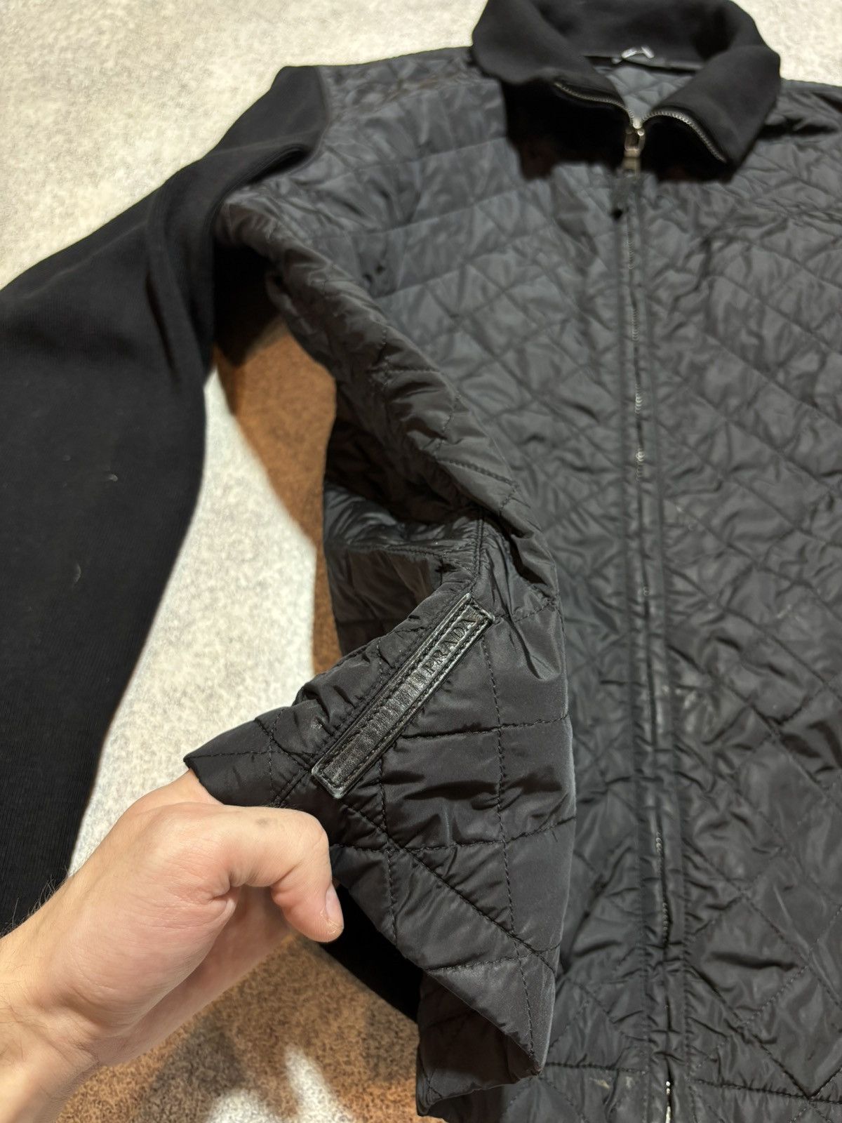 Prada Prada Nylon Jacket Quilted Knit Switching Wool 52 Black Size US XL / EU 56 / 4 - 4 Thumbnail