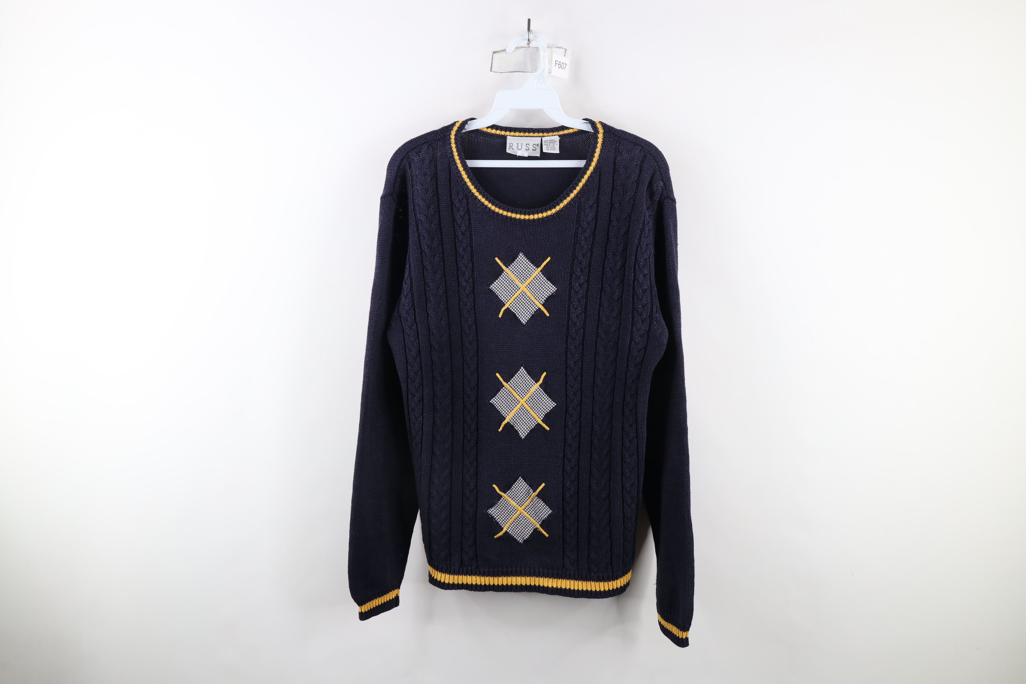 Vintage Vintage 90s Streetwear Diamond Ribbed Cable Knit Sweater Size S / US 4 / IT 40 - 1 Thumbnail