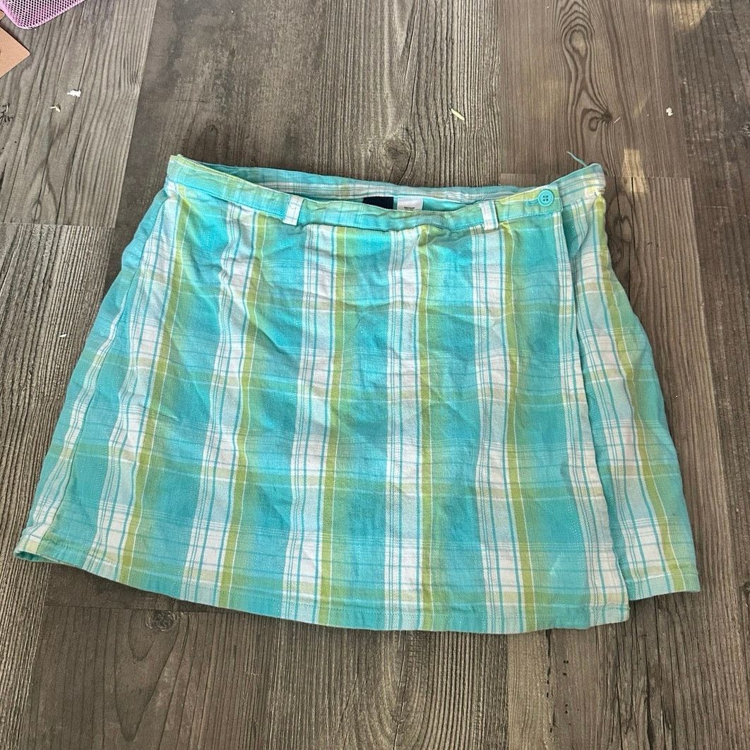 Basic Editions basic editions green blue plaid skort shorts skirt Size 36" / US 14 / IT 50 - 1 Thumbnail
