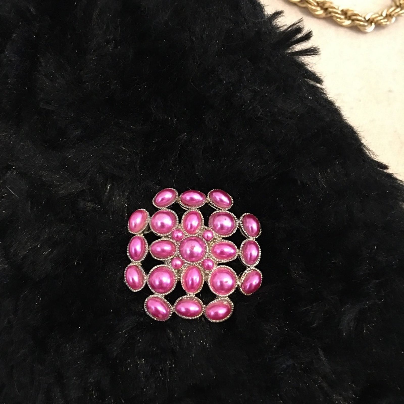 Vintage Vintage 80s metallic pink faux pearl pin brooch Size ONE SIZE - 3 Thumbnail