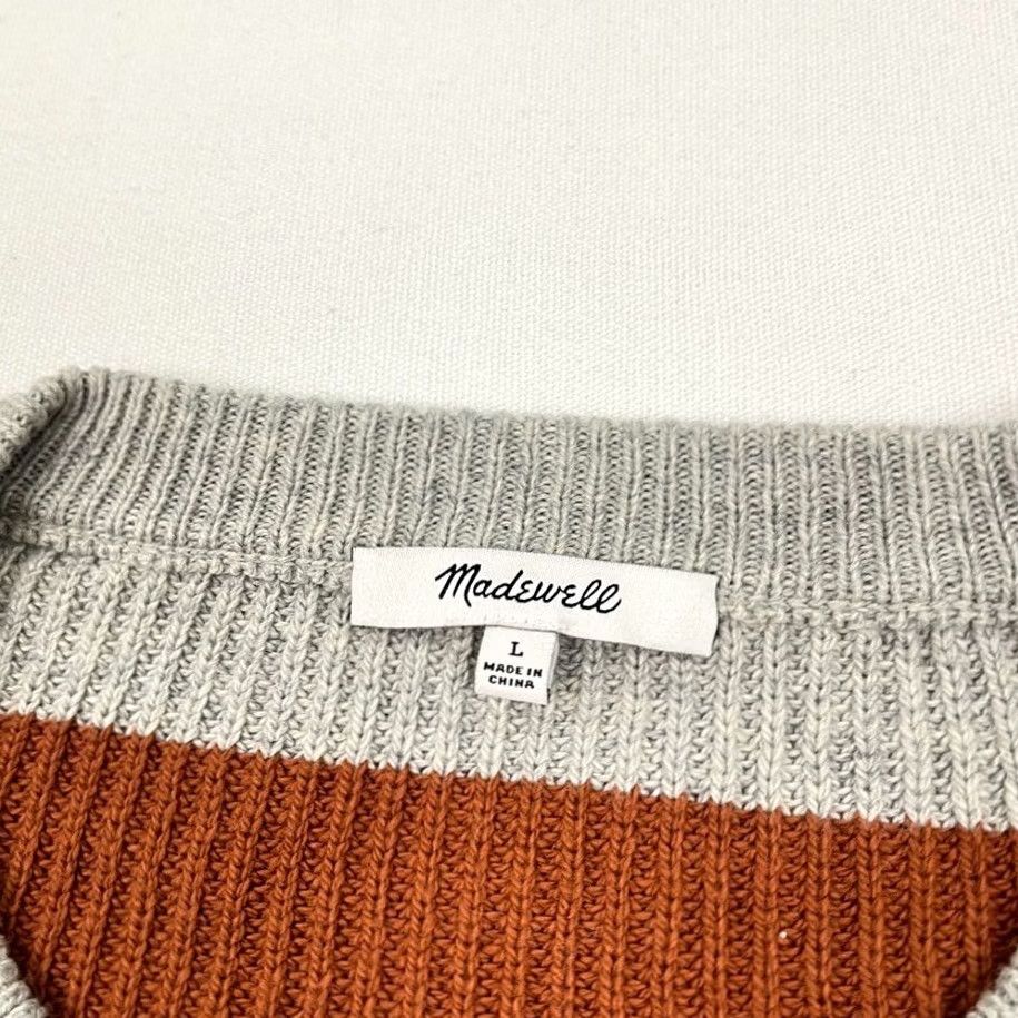 Madewell Madewell Thompson Sweater Womens L Oversized Walton Striped Patch Pocket Preppy Pullover Knit Crew Neck Multicolor Size L / US 10 / IT 46 - 2 Thumbnail